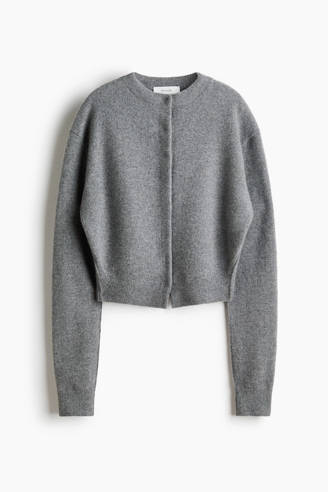 Wool-Blend Cardigan - Light gray melange - 1
