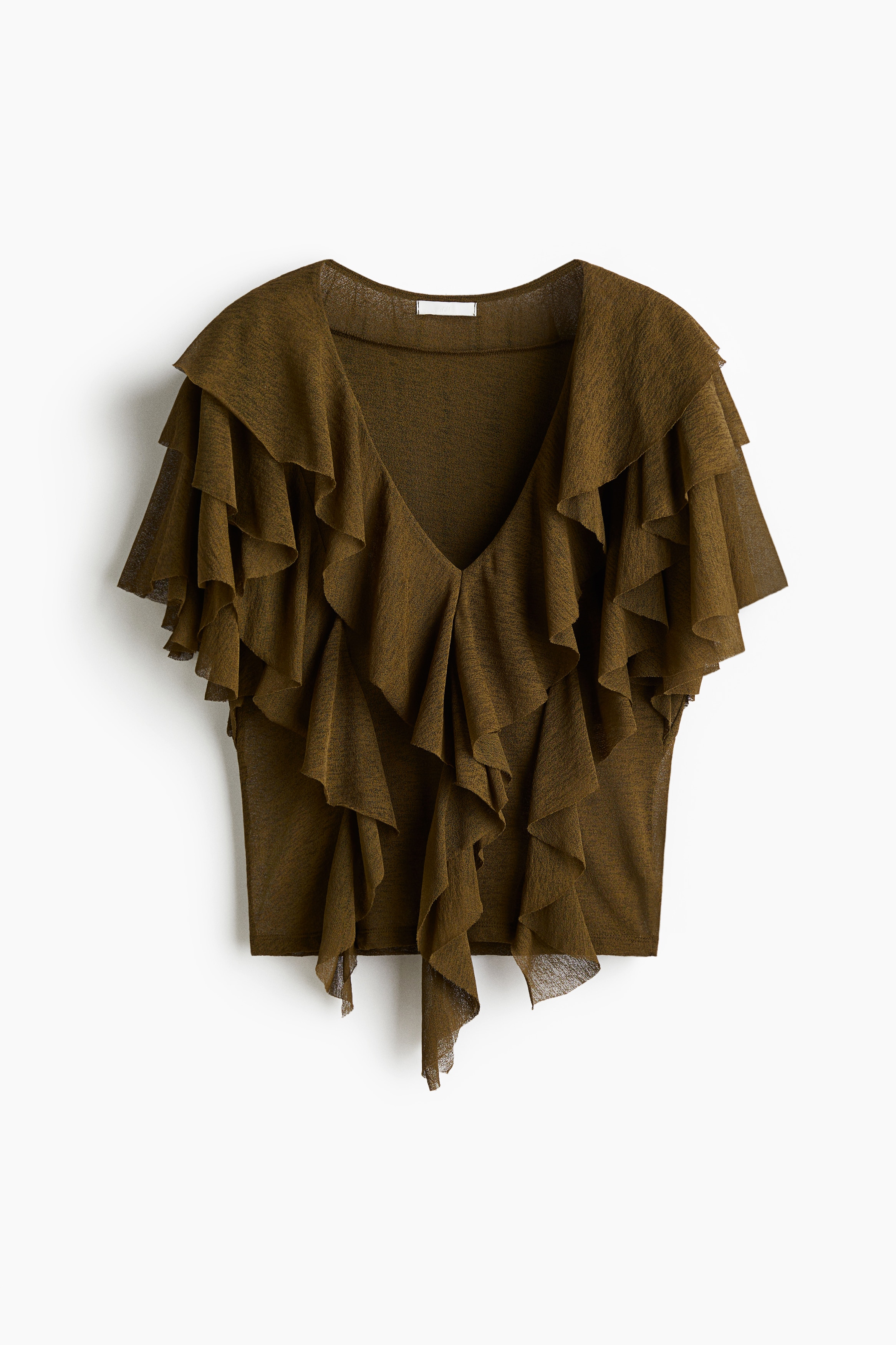 Farbalalı Üst - Koyu haki/Tozlu pembe