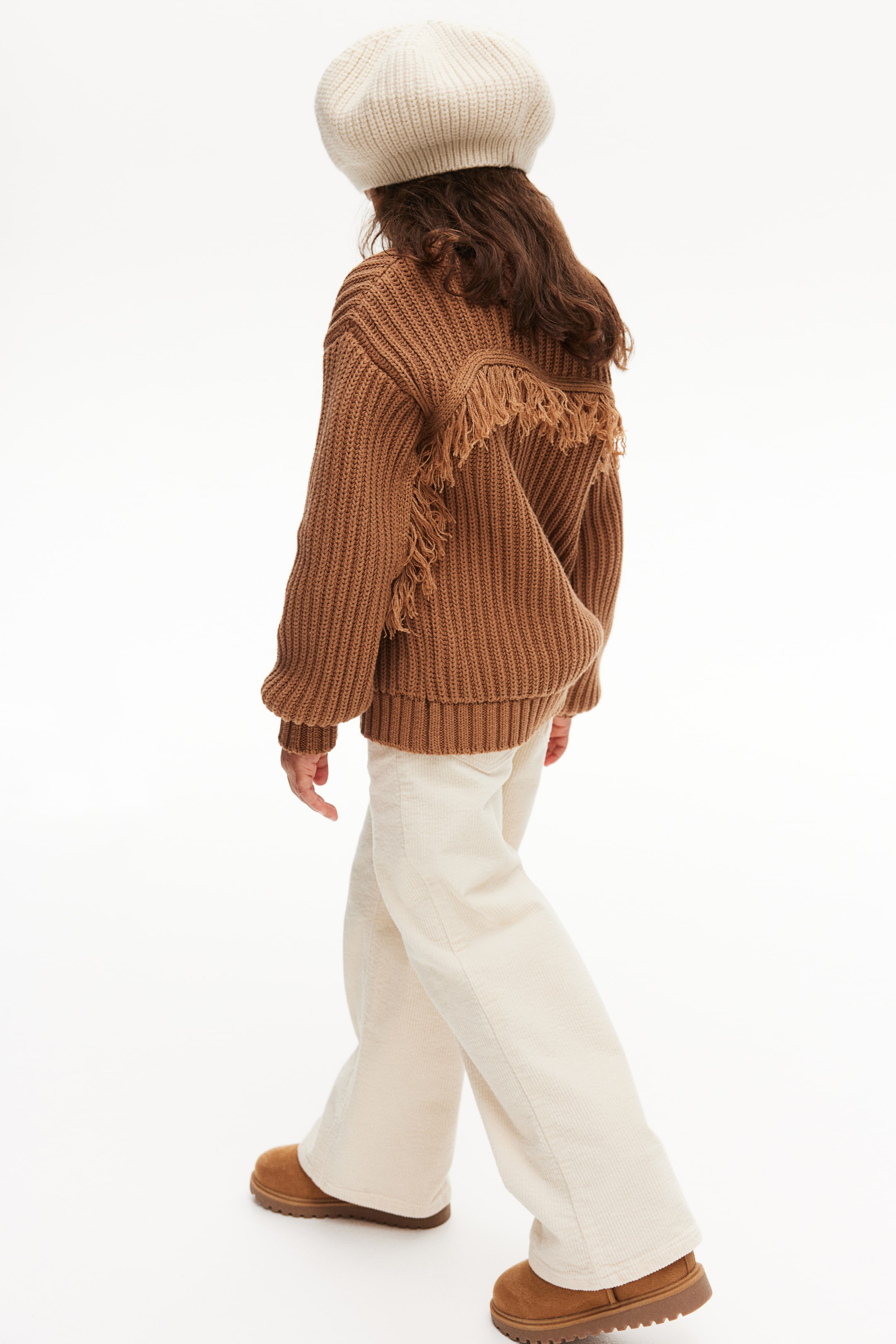 Fringe-Trimmed Rib-Knit Sweater