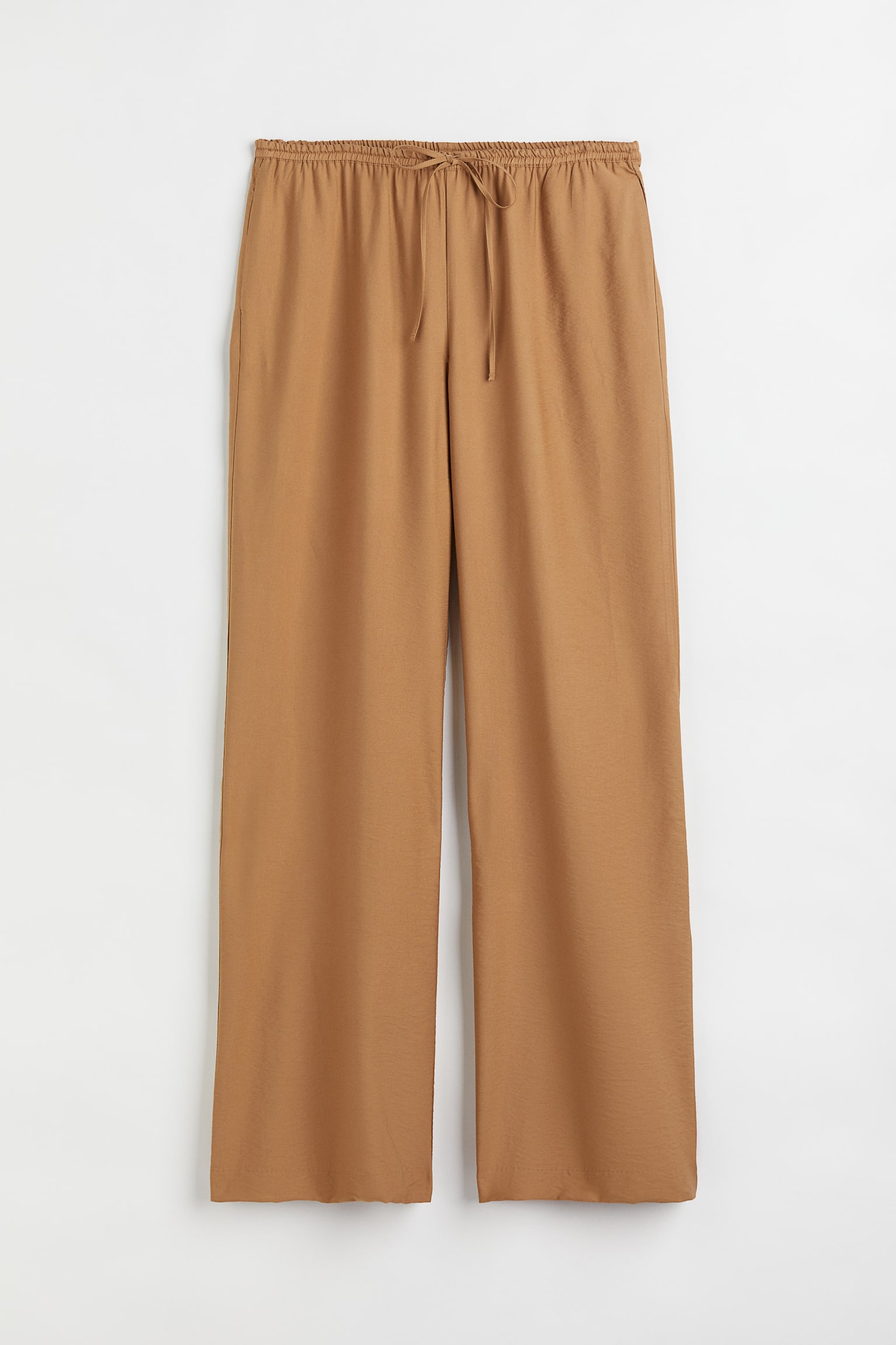 Wide-cut Satin Pants - Dark beige