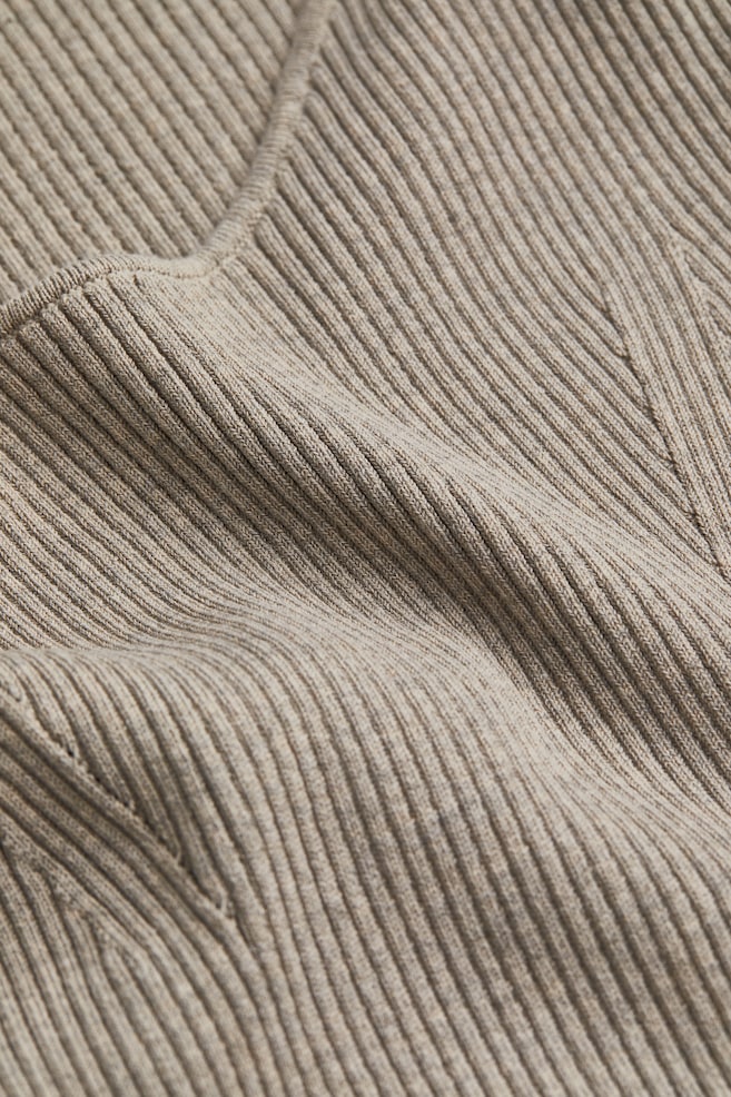 Rib-knit dress - Greige/Black - 7