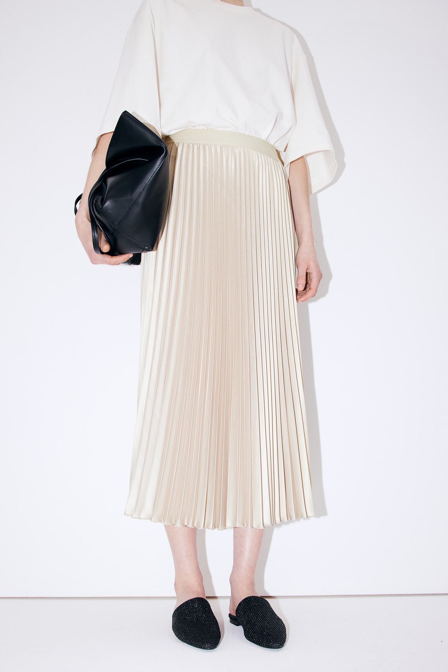 Pleated Skirt - Light beige/Black/Burgundy - 3