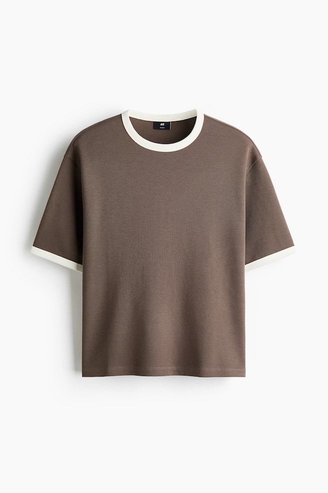 Relaxed Fit Boxy cotton T-shirt - Brown/Cream/Black/Navy blue - 1