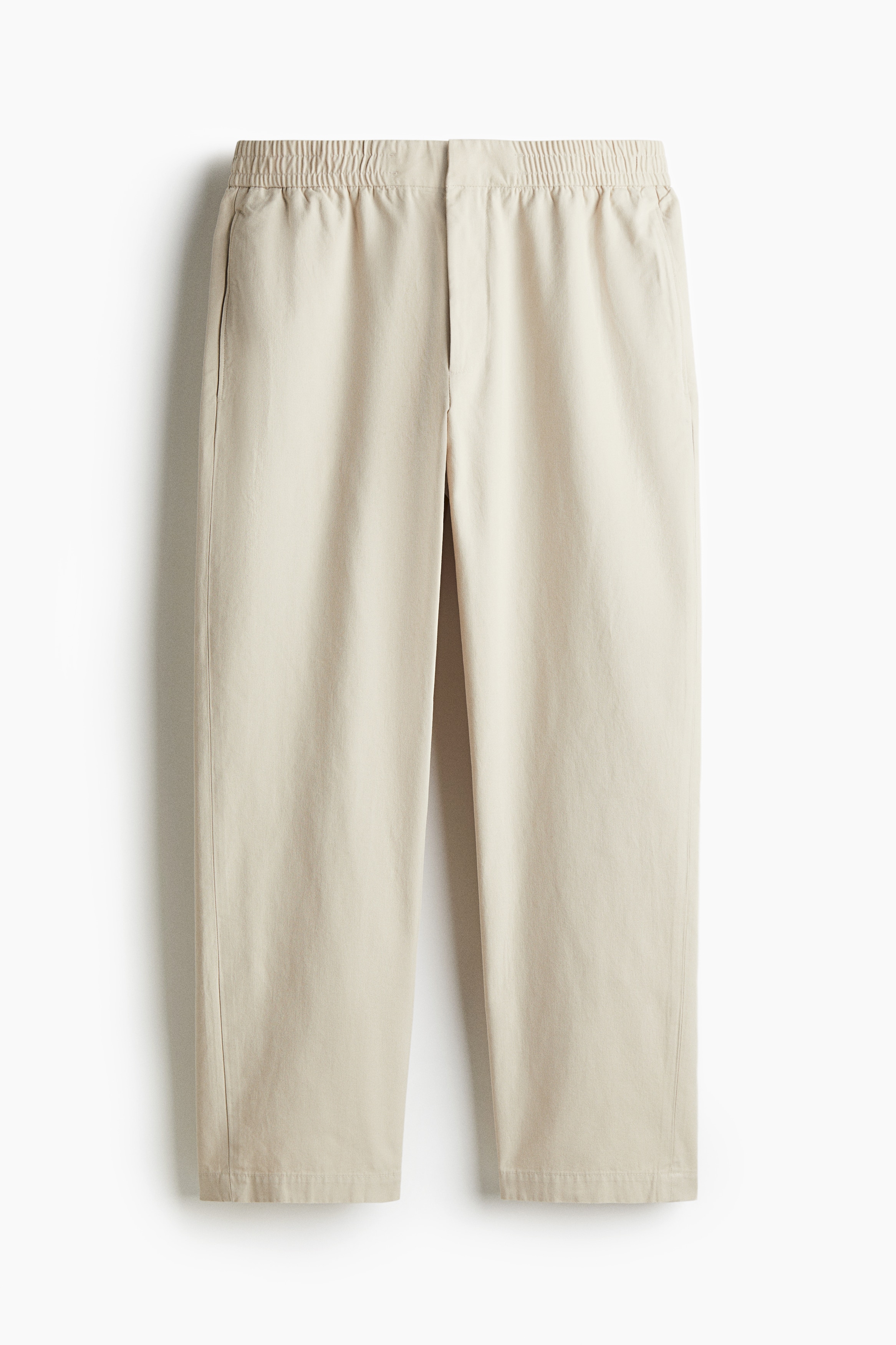 Relaxed Fit Cotton Blend Twill Pants - Light beige/Navy blue