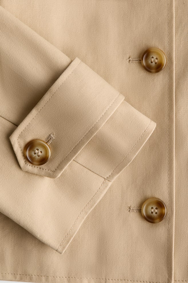 Trench-look cotton jacket - Beige/Dark khaki green/Dark beige - 4