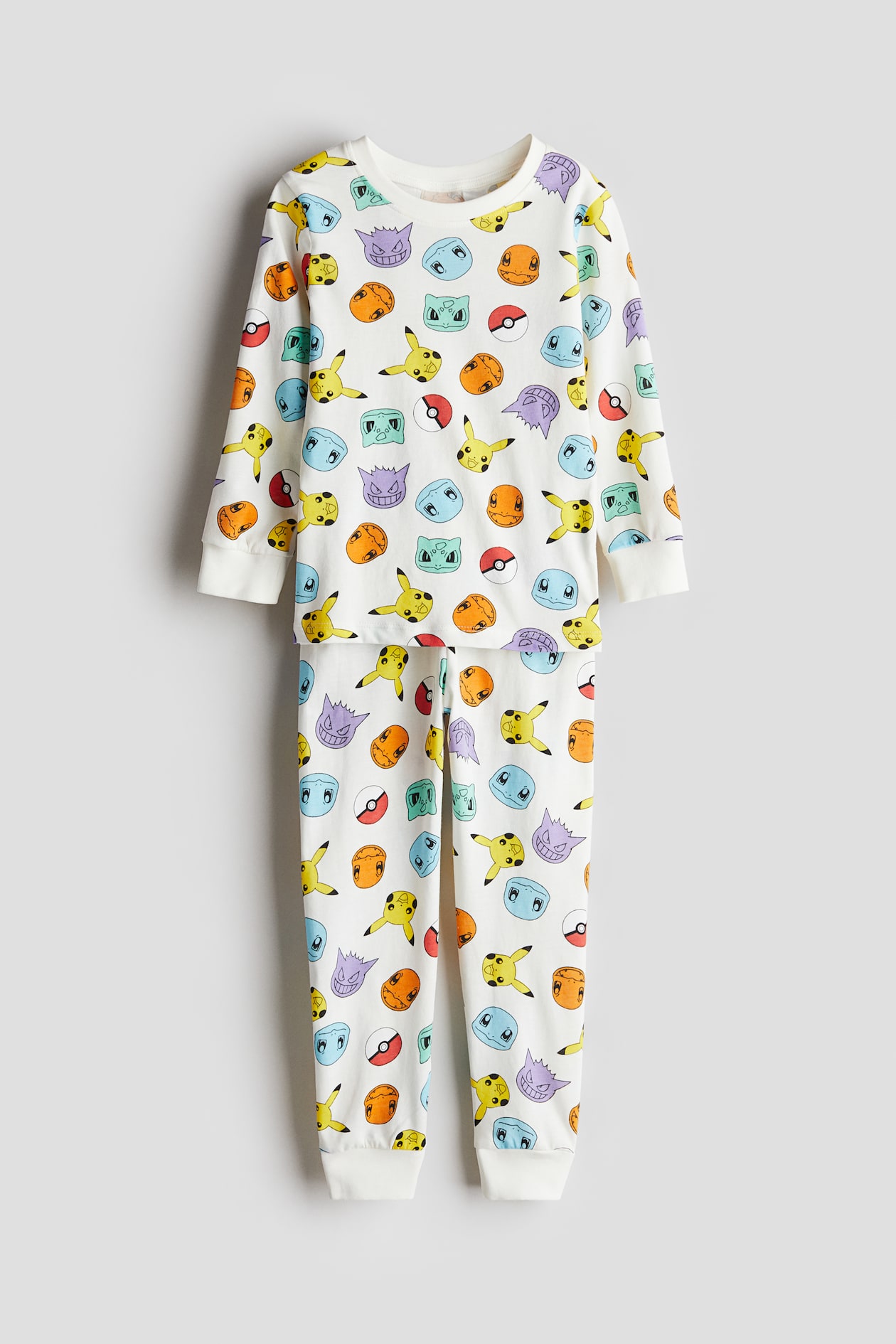 Printed cotton jersey pyjamas - Regular waist - Round neck - White ...