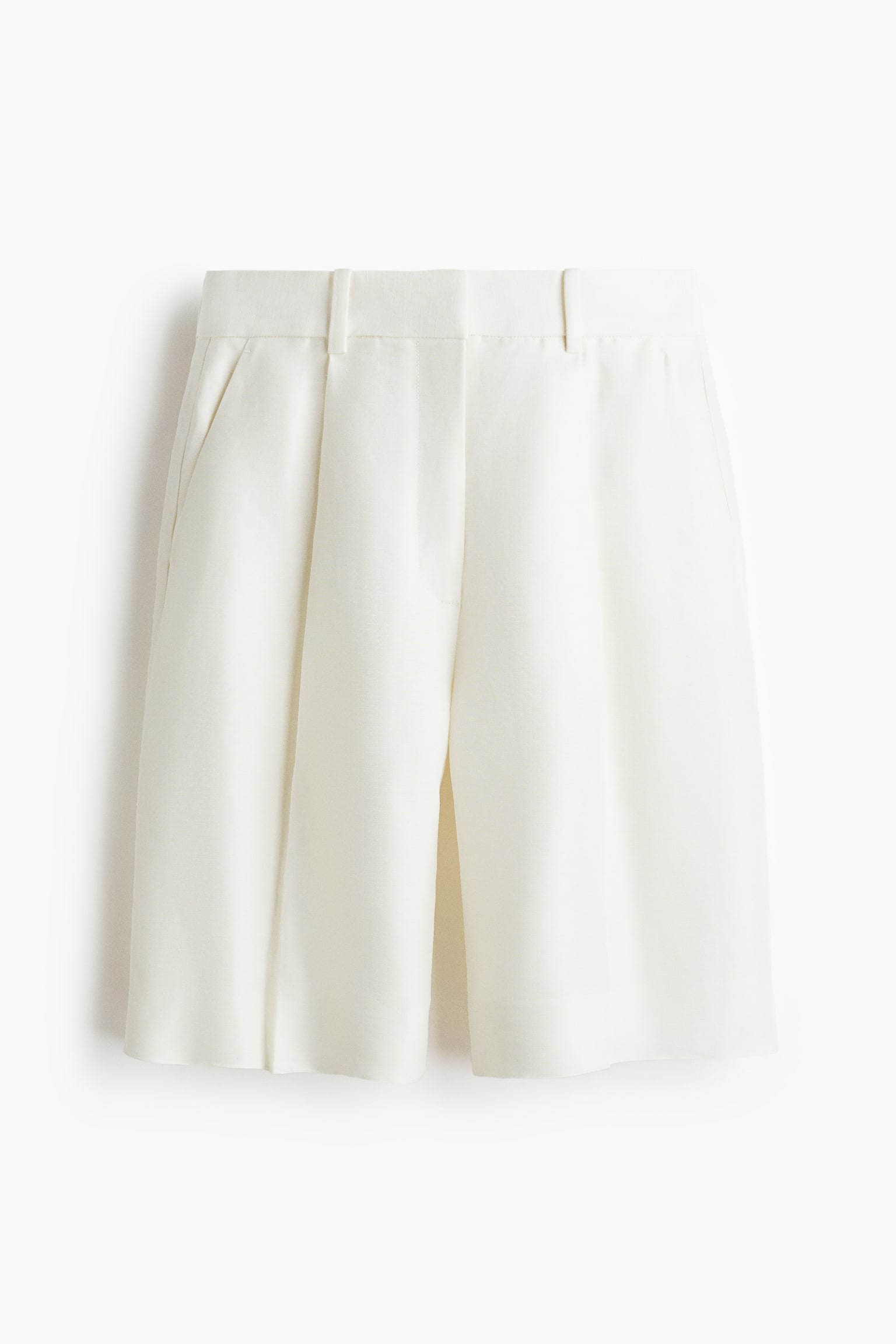 Linen-blend Bermuda shorts - White - 2