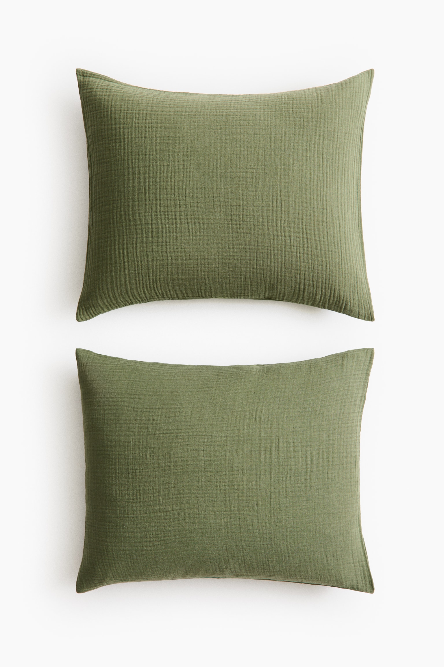 2-pack cotton muslin pillowcases - Green/Light dusty beige/White/Light greige/Mole - 1