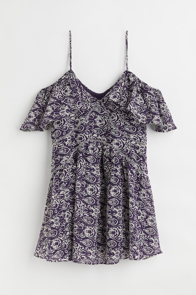 Vestido de volante sin mangas - Azul oscuro/Estampado - 1