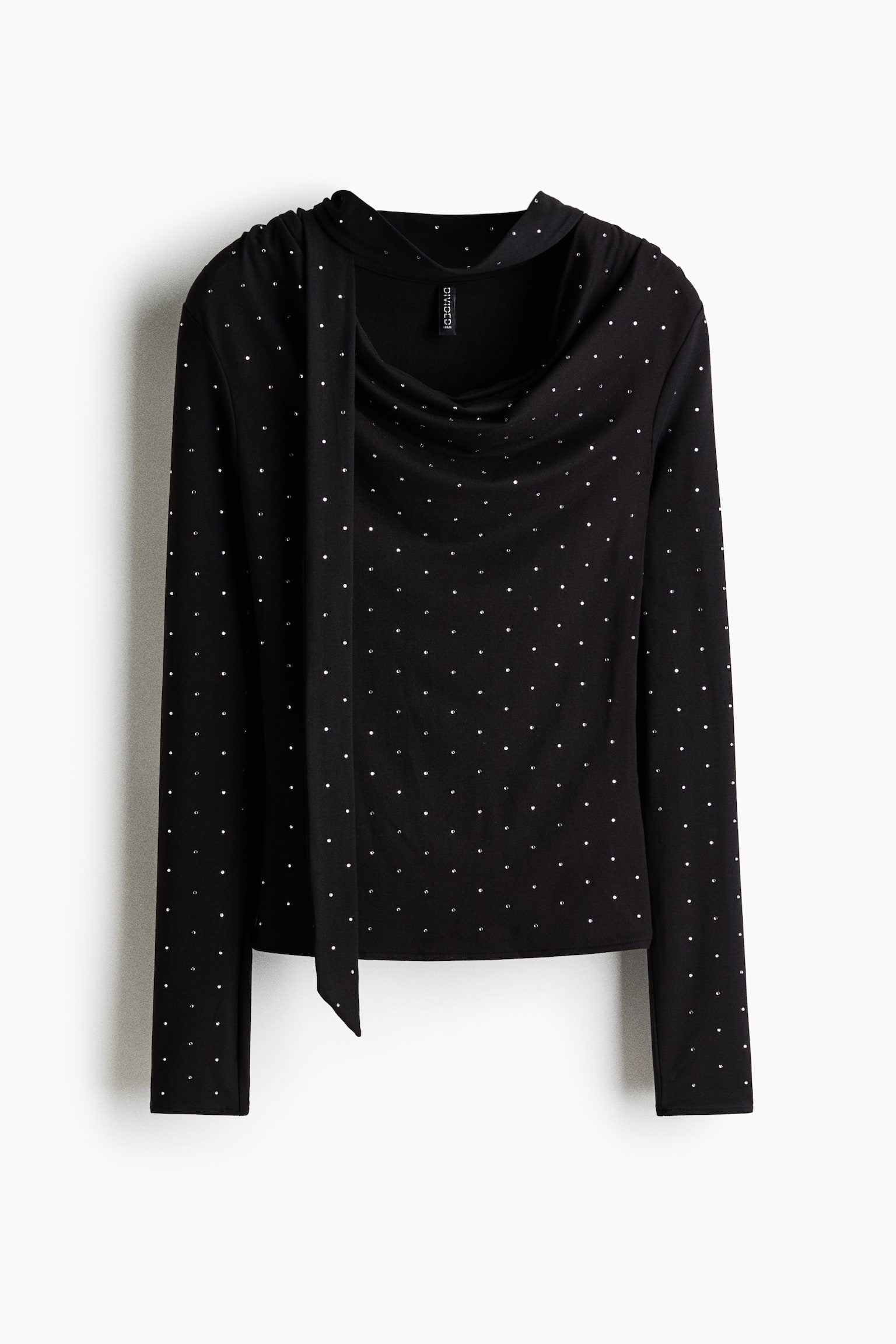 Scarf-detail top - Black/Spotted/Grey/Black - 2