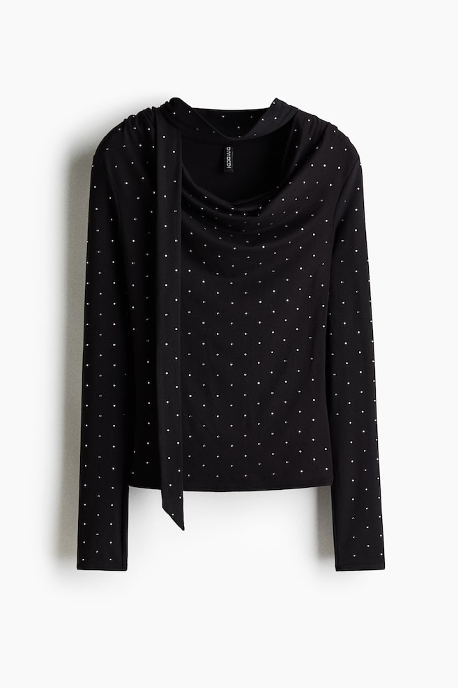 Scarf-detail top - Black/Spotted/Black/Grey - 1