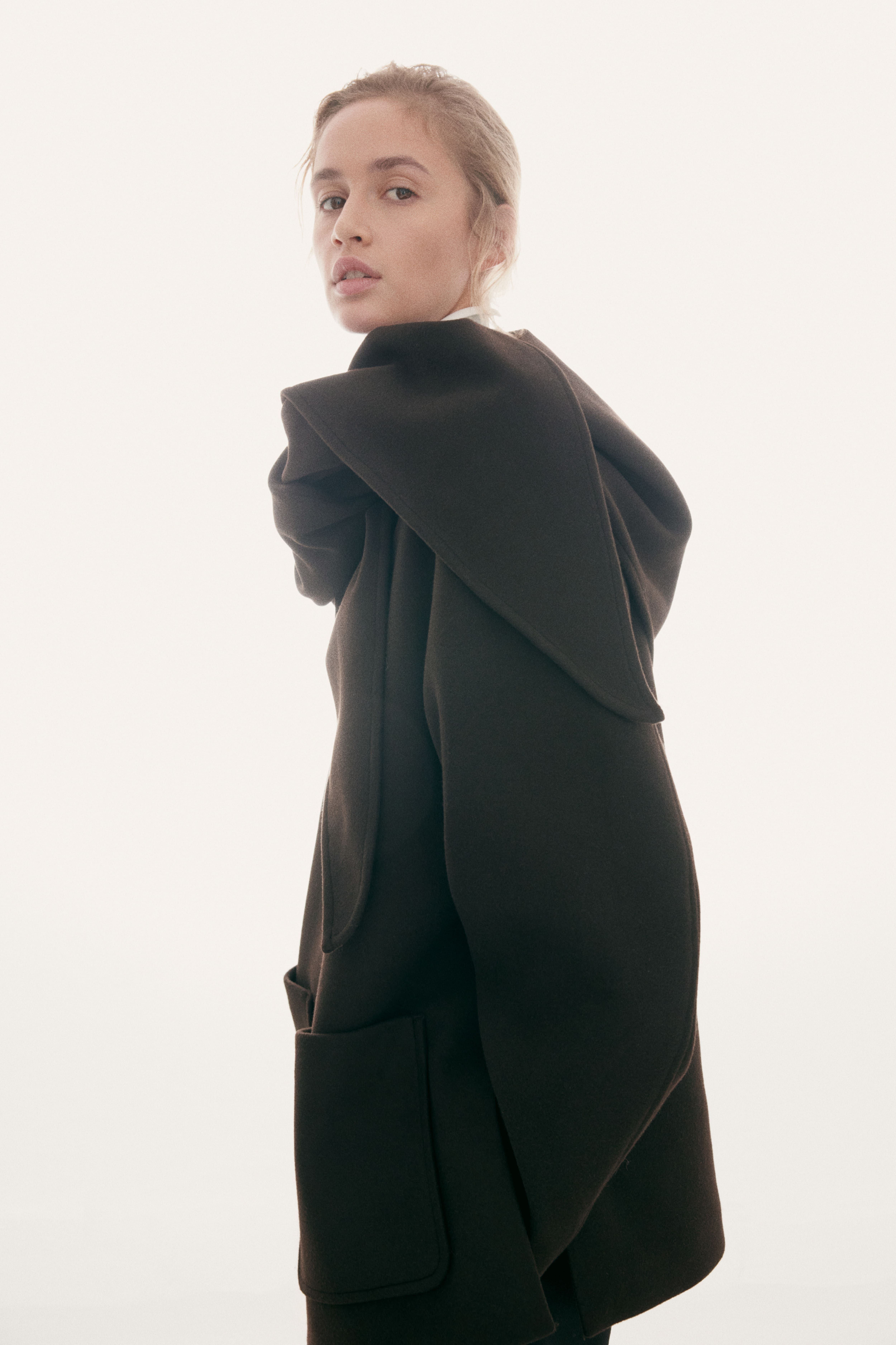 Oversized Scarf-Detail Coat
