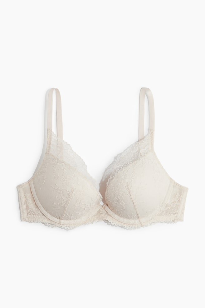 Lace super push-up bra - Pale beige/White/Light turquoise - 1