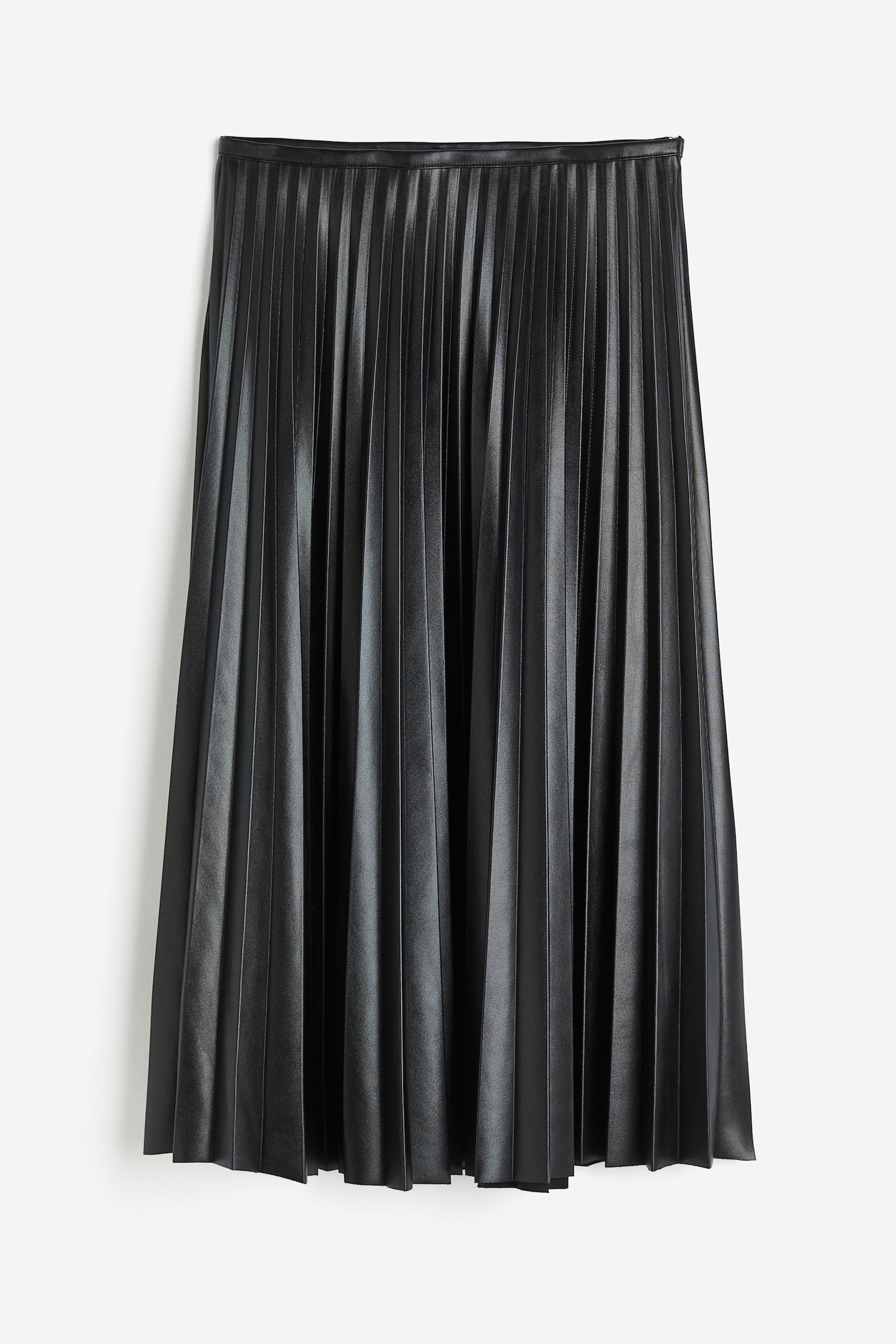 Pleated coated skirt - Black - 1