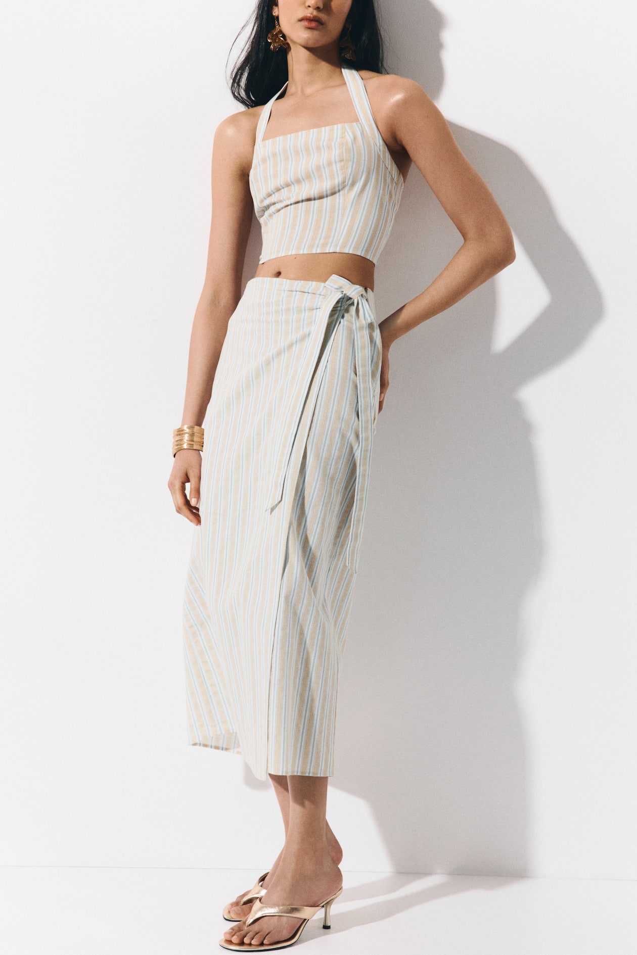 Linen-Blend Wrap Skirt - image 4