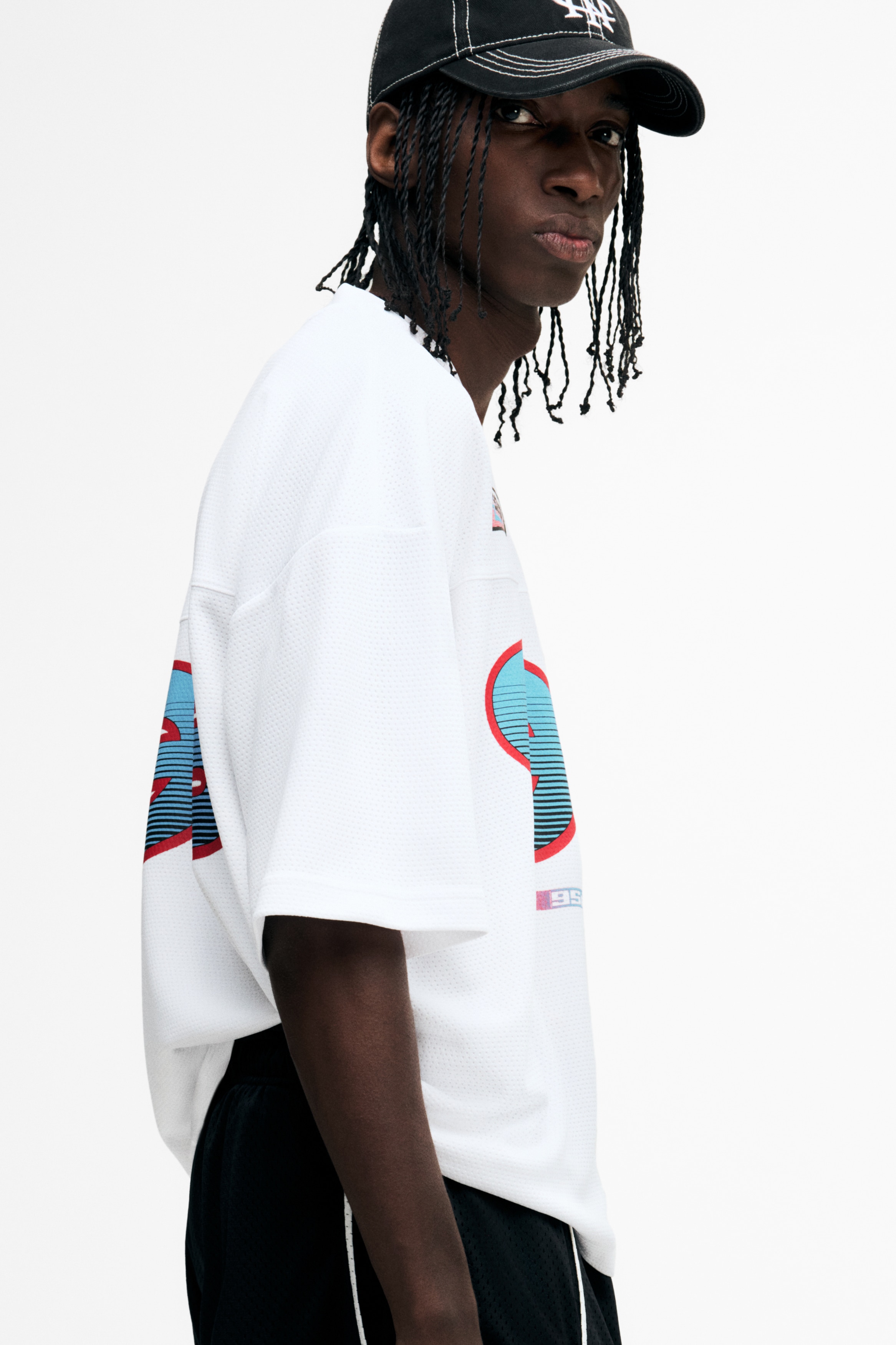 Oversized Printed Mesh T-Shirt - White/95 - Men | H&M US