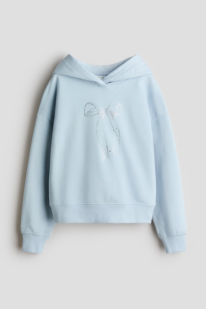 Brushed-Inside Hoodie with Motif - Light blue/bow/Powder pink/Adore/Light gray melange/New York - 1