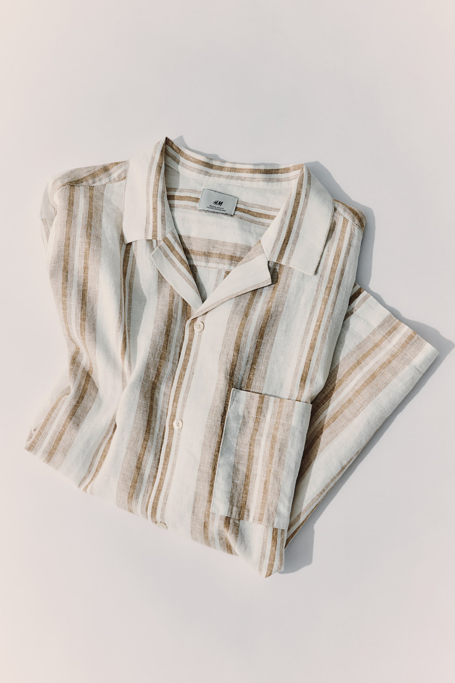 Regular Fit Linen-blend resort shirt - Beige/Striped/Grey/Striped/Green/Striped/Light blue/White striped - 6