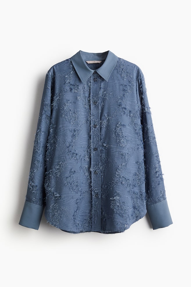Textured-weave shirt - Pigeon blue - 1