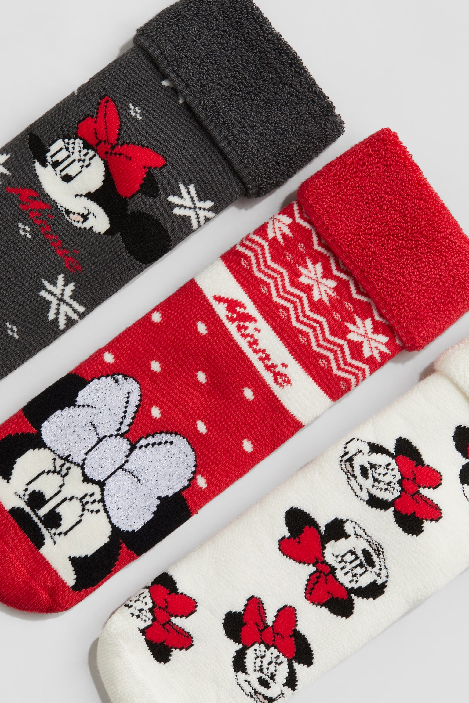 3-pack jacquard-knit terry socks - Red/Minnie Mouse - 2