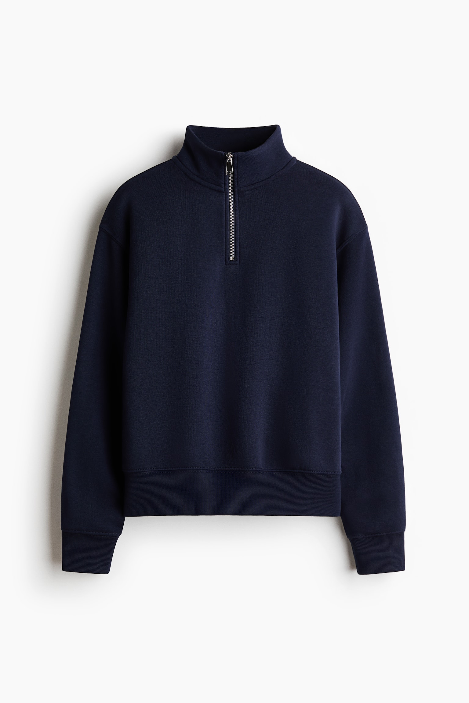 Half-Zip Sweatshirt - Navy blue/Brown/Light beige