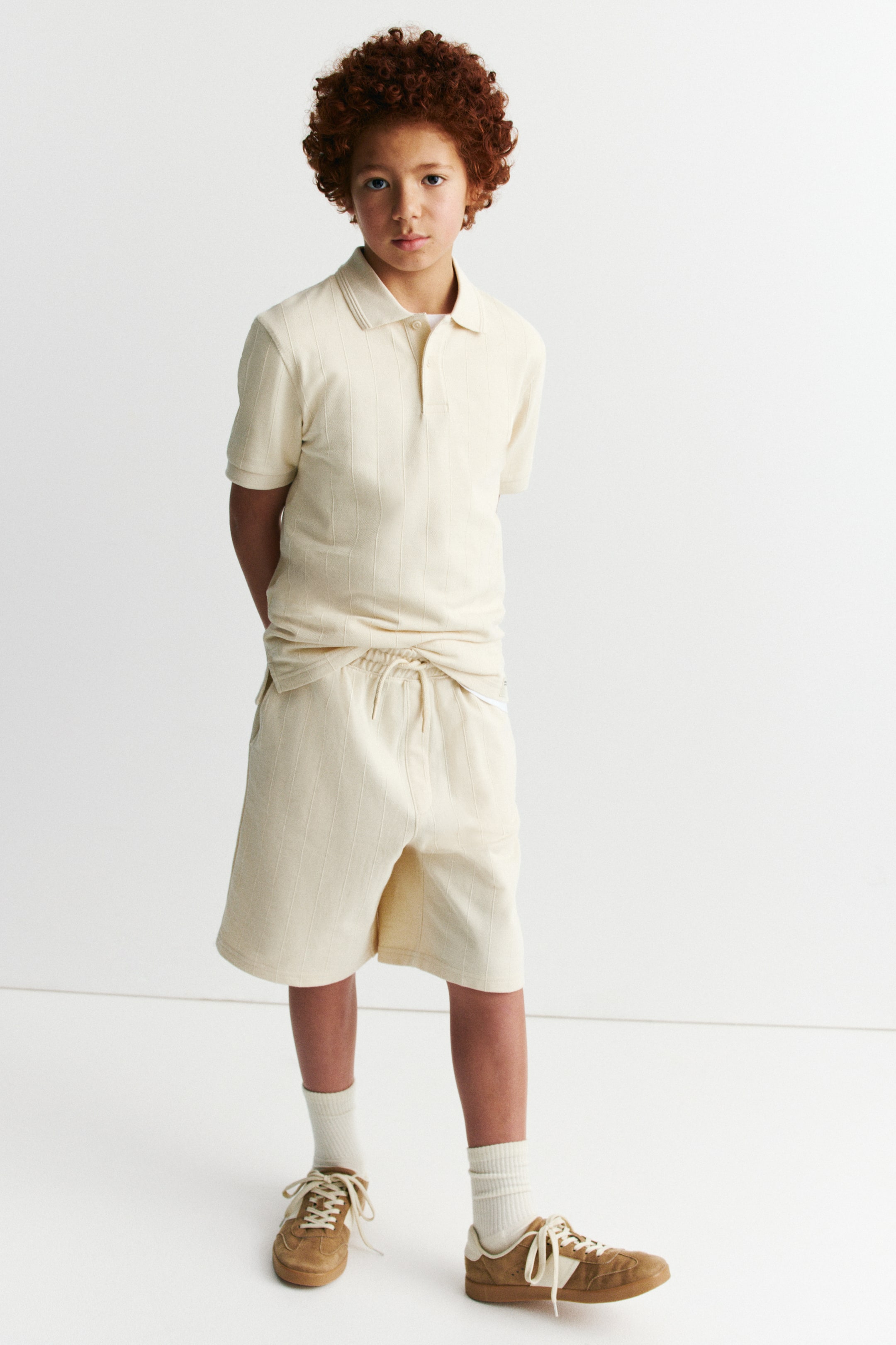 View larger image: 2-Piece Piqué Set - Light beige - Kids | H&M US 1
