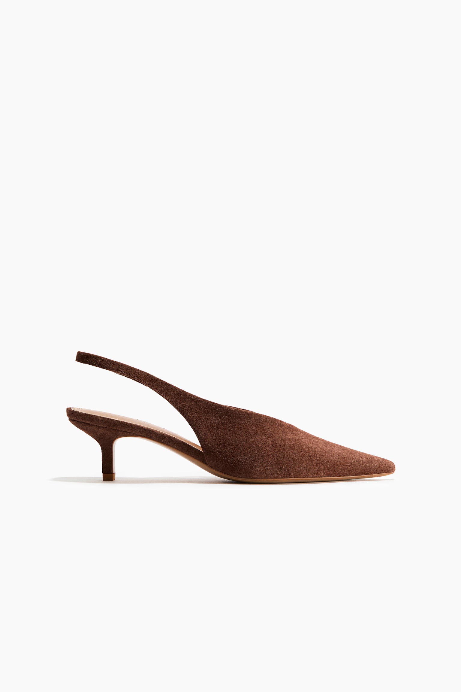 Kitten-heeled leather slingbacks - Brown/Burgundy