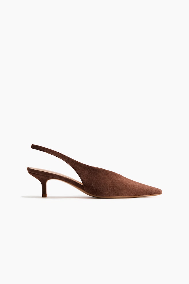 Escarpins en cuir avec talon kitten heel - Marron/Bordeaux - 1