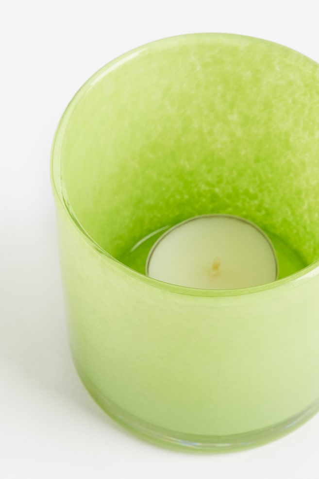 Small glass tealight holder - Lime green/Light beige/Green/Brown/dc - 3