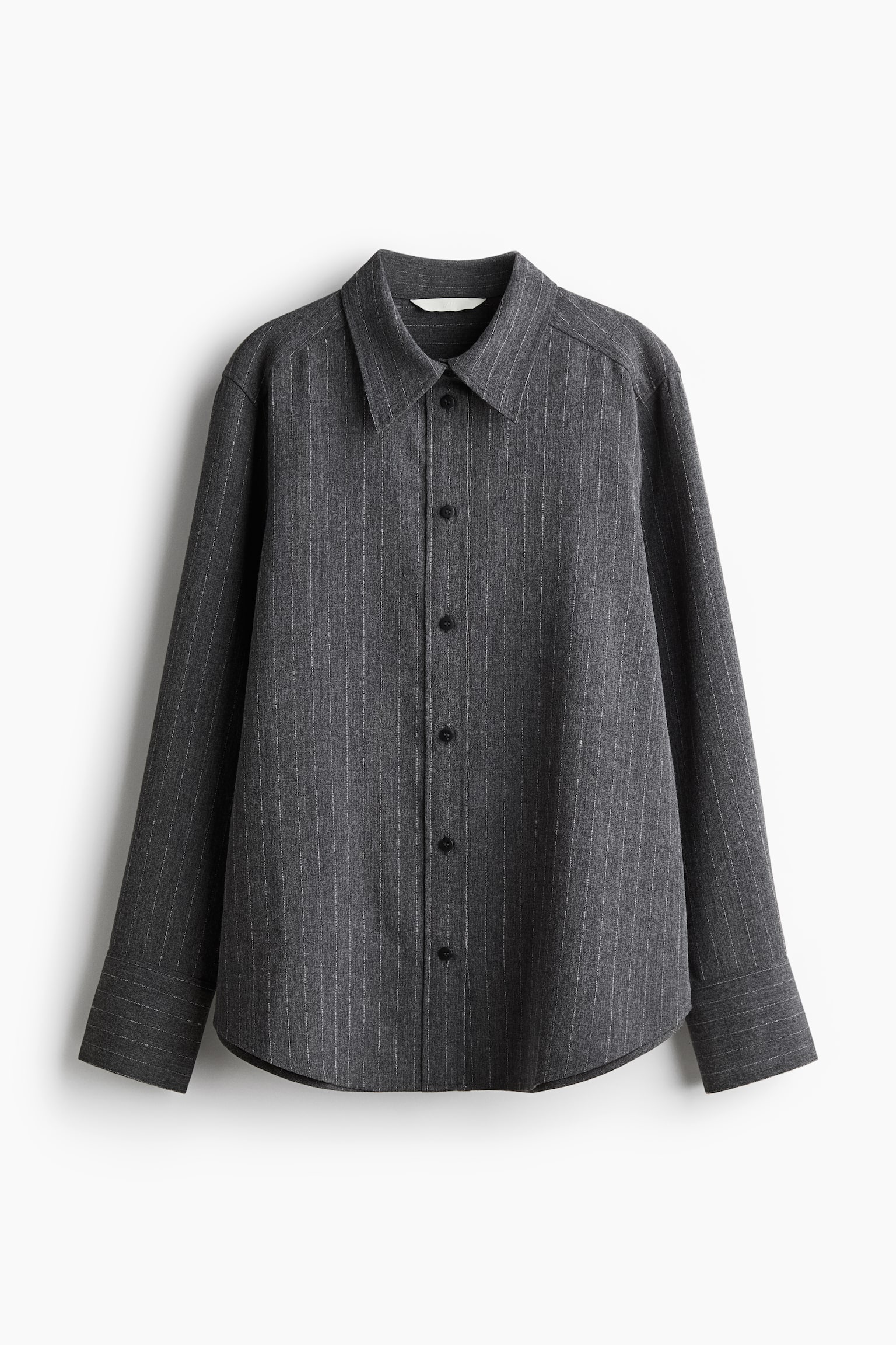 Loose-fit twill shirt - Dark grey/Pinstriped - 2