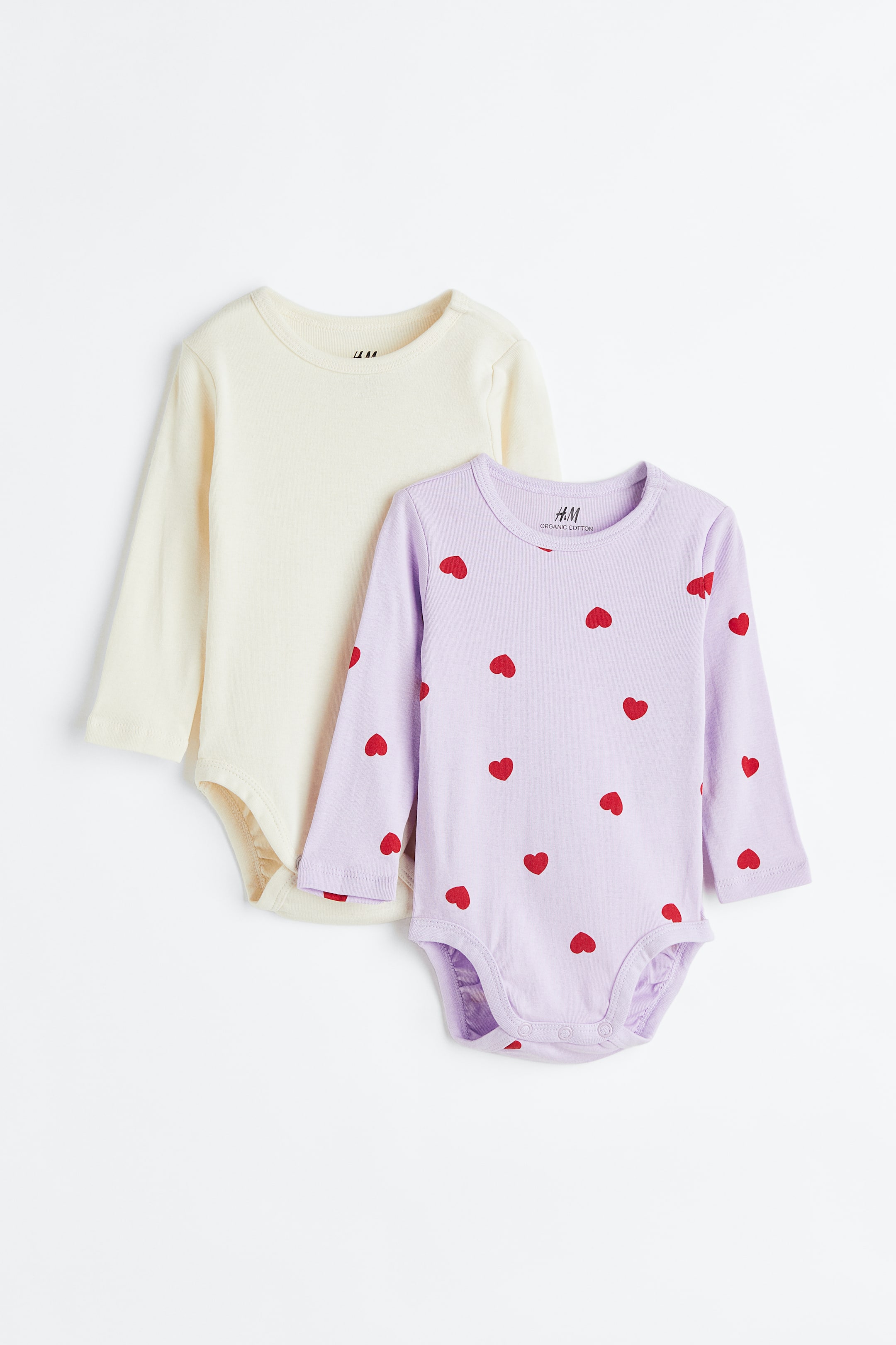 הצגת תמונה גדולה יותר: מארז 2 בגדי גוף מכותנה - סגול בהיר/לבן טבעי - Kids | H&M IL 1