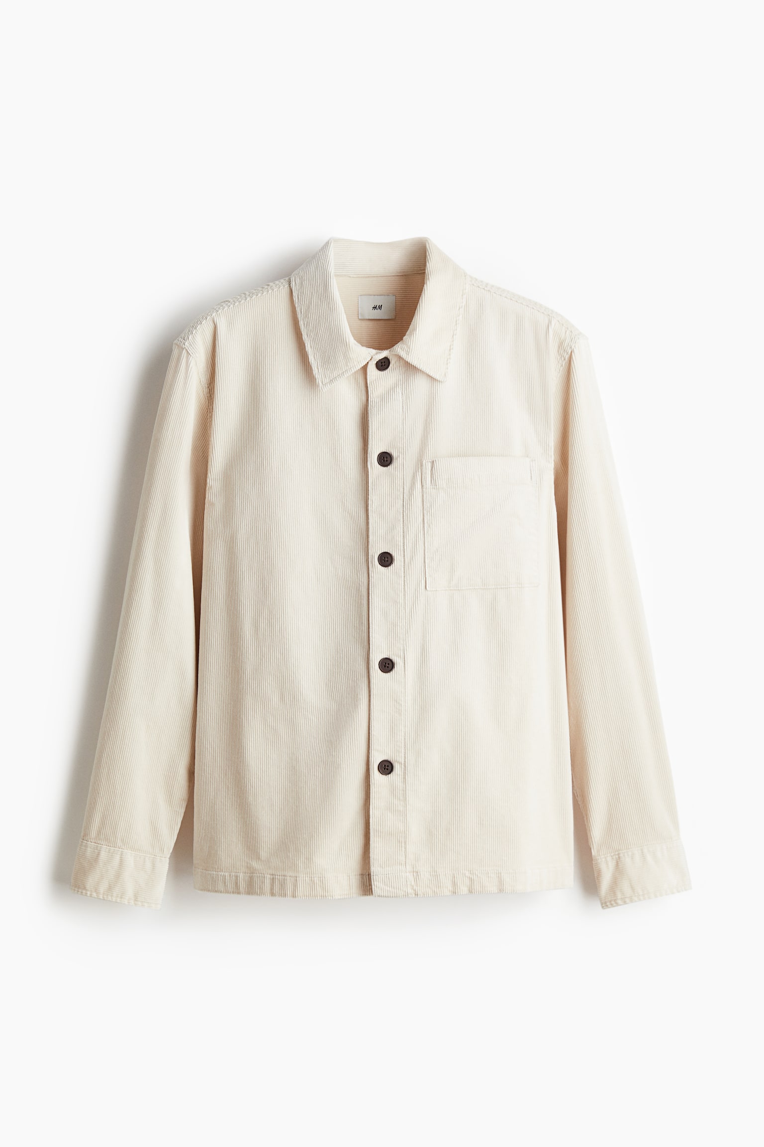 Regular Fit Corduroy overshirt - Light beige/Navy blue - 2