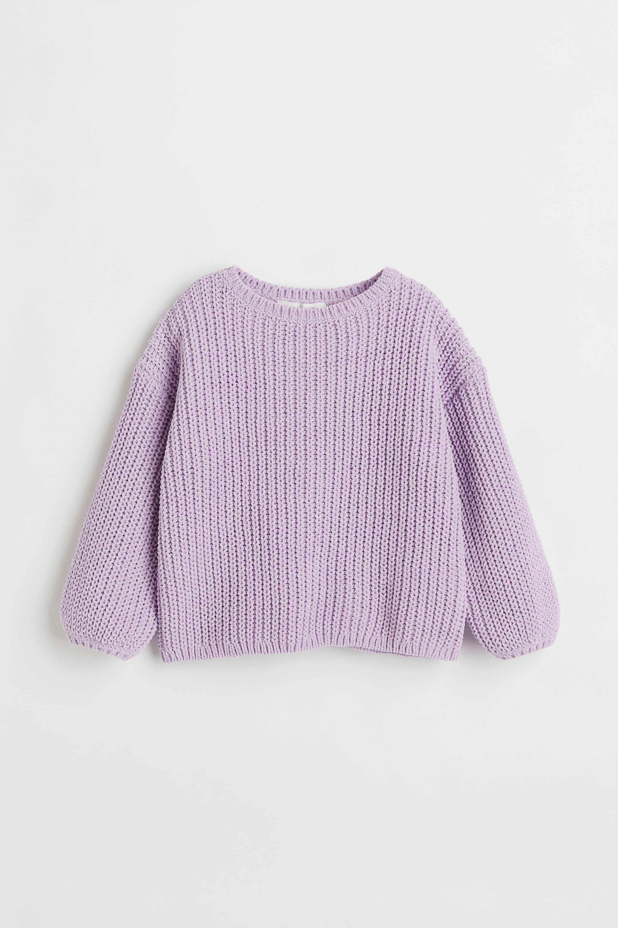 Knitted chenille jumper - Round neck - Long sleeve - Light purple ...