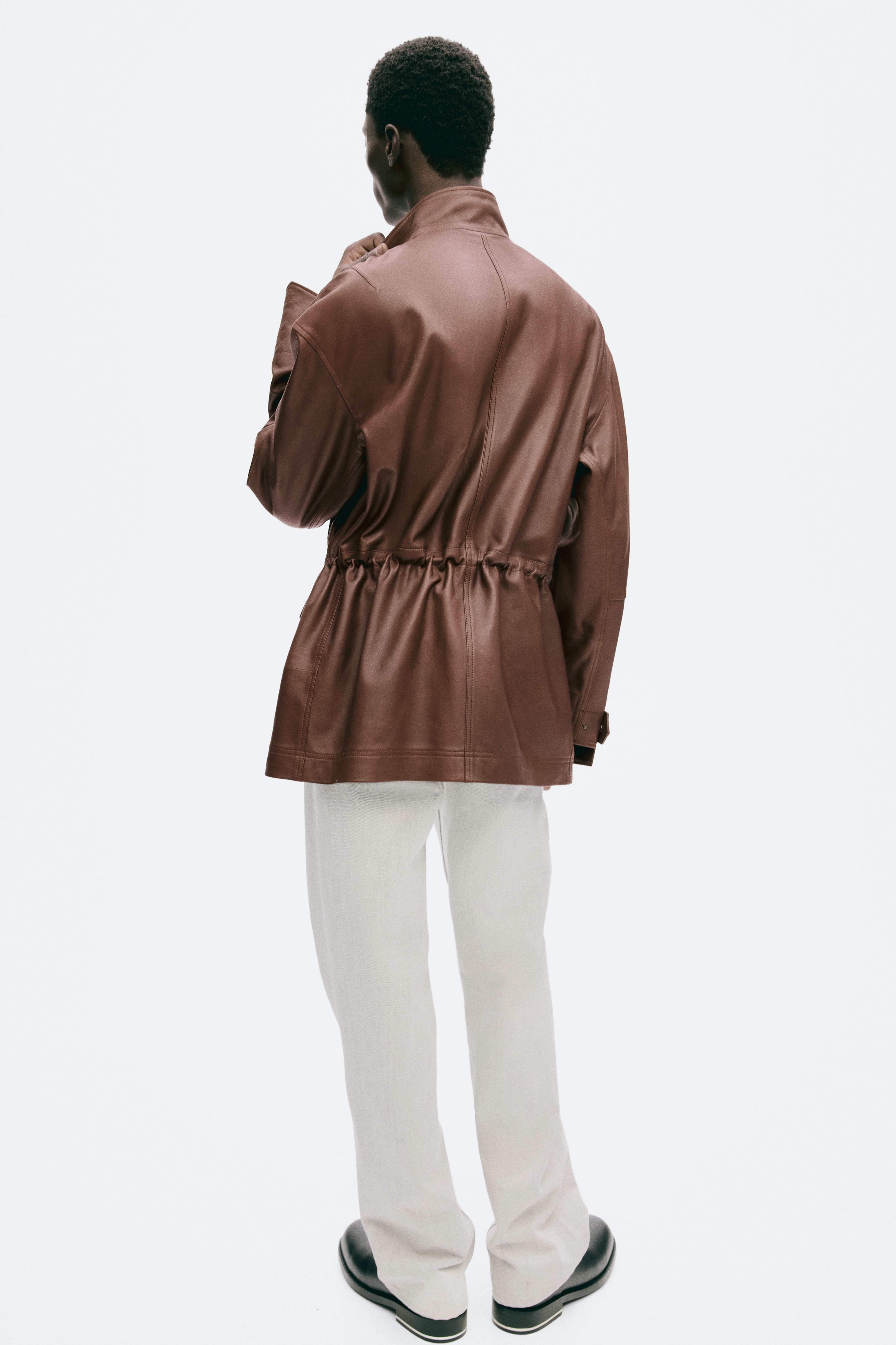 Veste cargo en cuir
