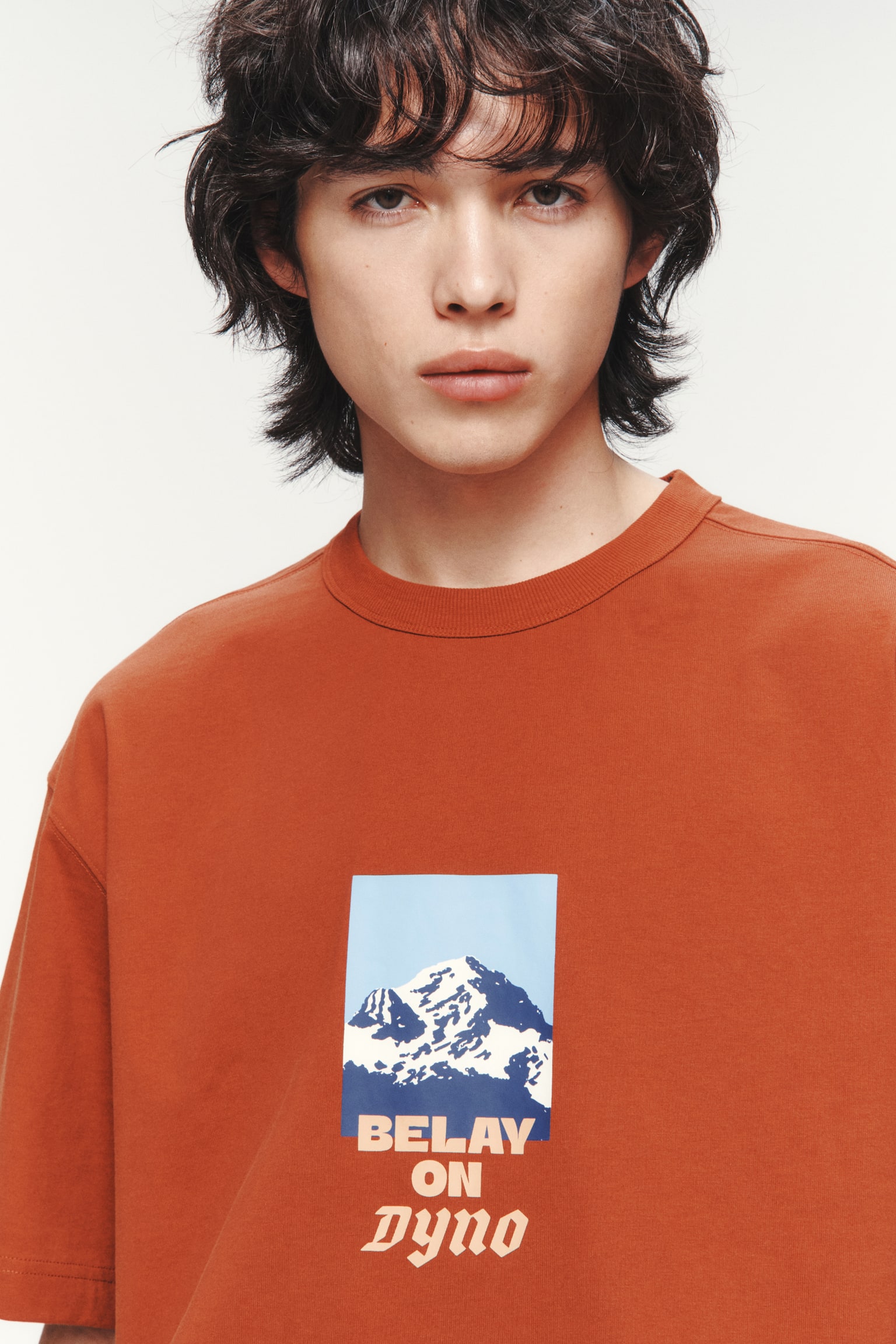 Loose Fit Printed Cotton T-shirt - Rust brown/Belay On Dyno/White/Challenge/Black/Go Outside - 6