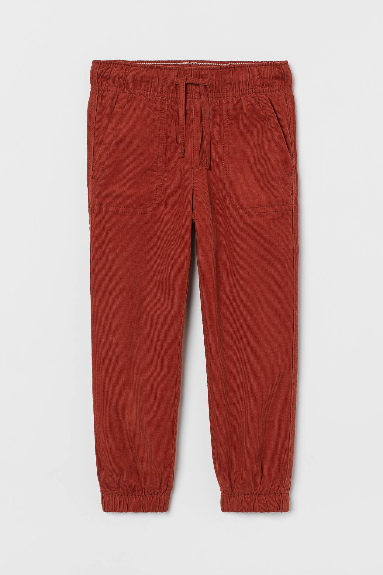 Lined Corduroy Joggers - Regular waist - Long - Dark orange - Kids | H&M US