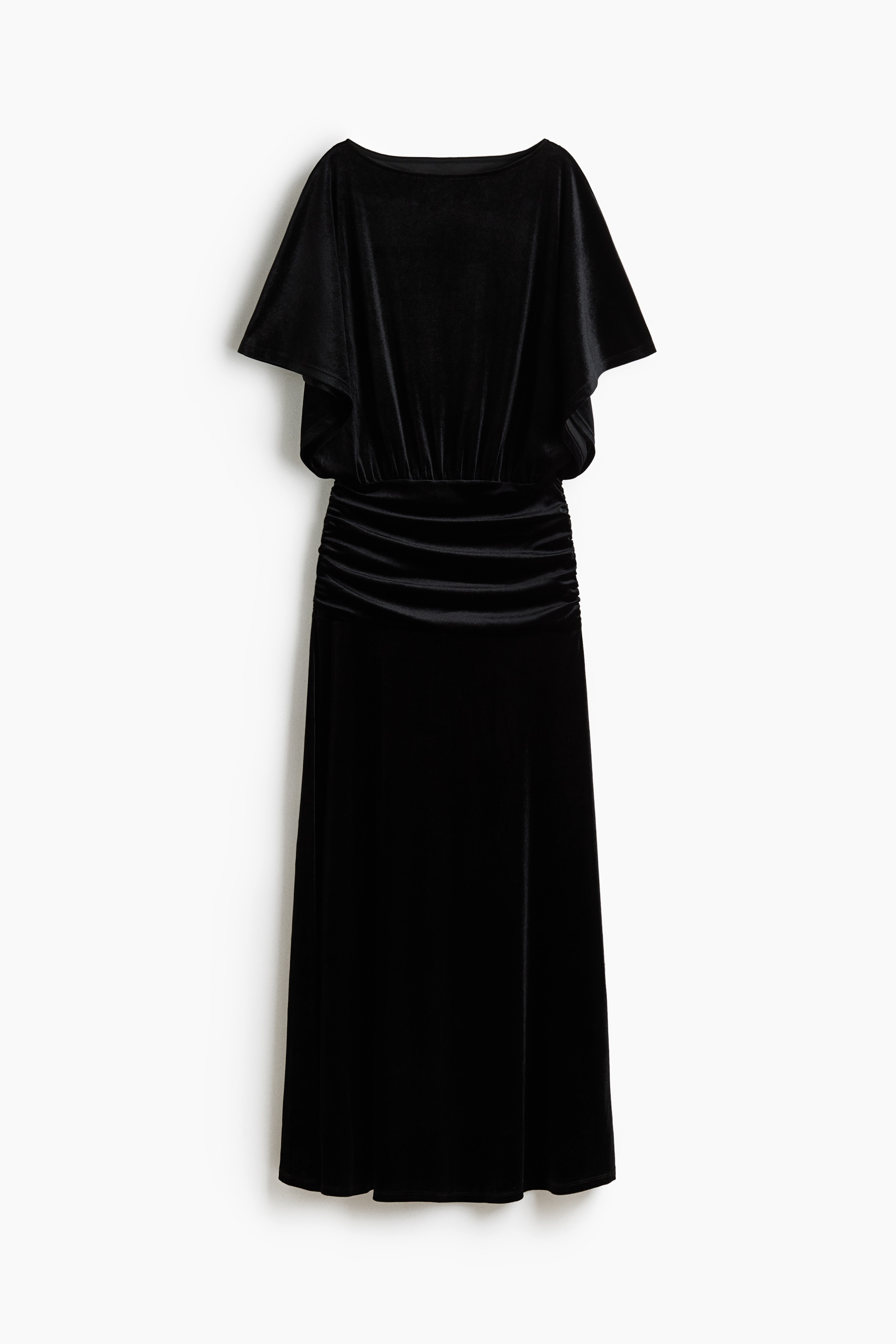 Gathered Velvet Dress - Black