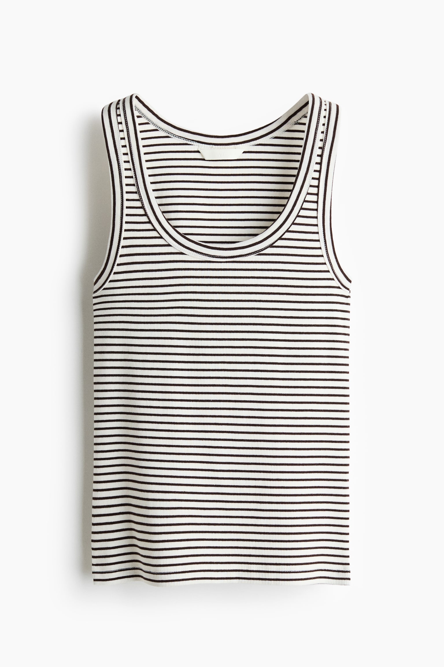 Ribbed vest top - White/Brown striped/White/Black/Pink/Dark brown/Light dusty pink/Blue/Grey marl/Golden olive/Light yellow - 1
