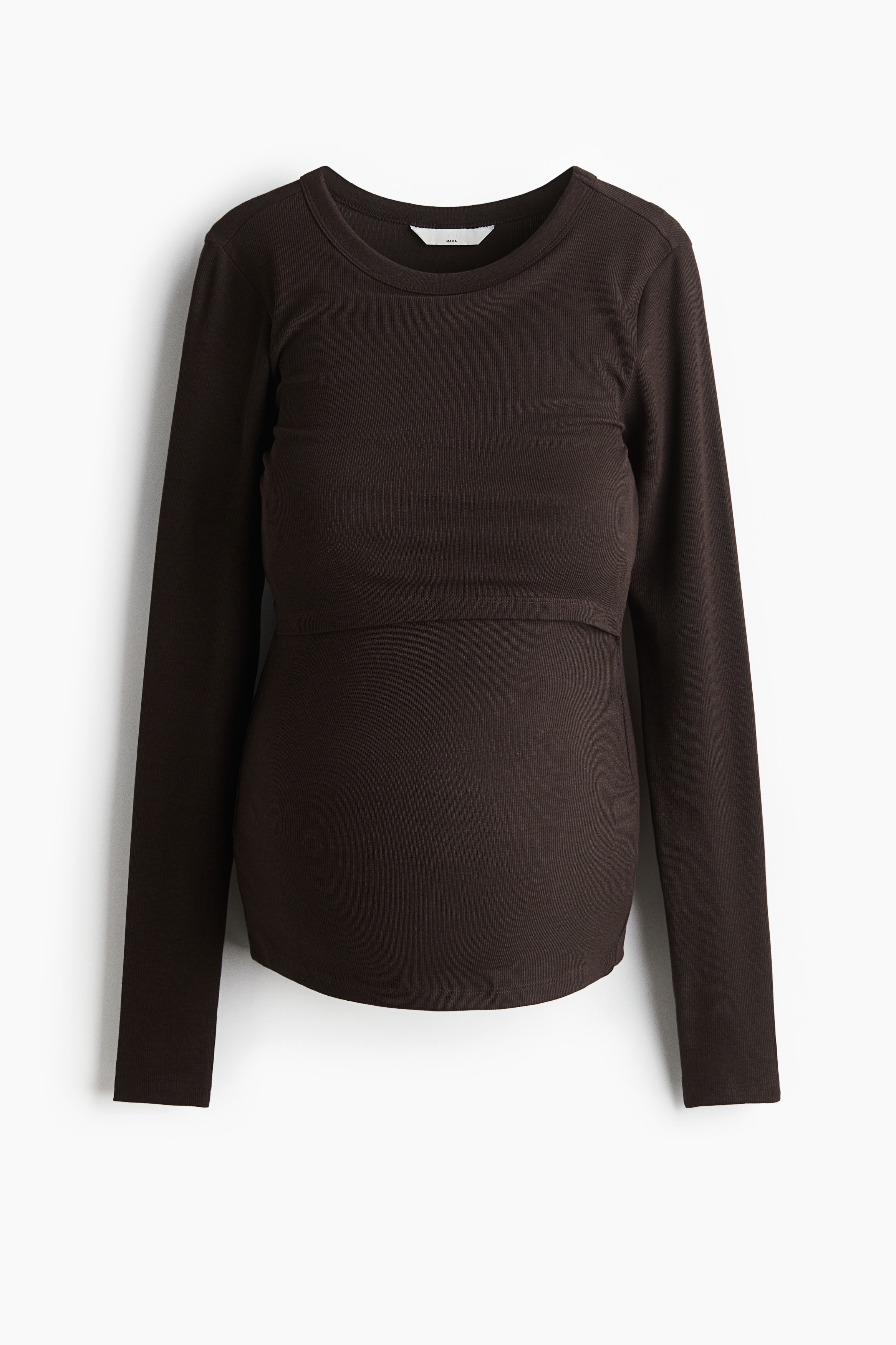 MAMA Long Sleeve Nursing Top - Dark brown/Black