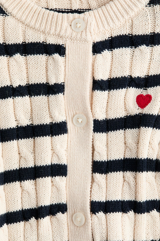 Cardigan tricotat cu torsade - Bej-deschis/dungi/Bleumarin/Paris/Roz-deschis/cireșe - 3