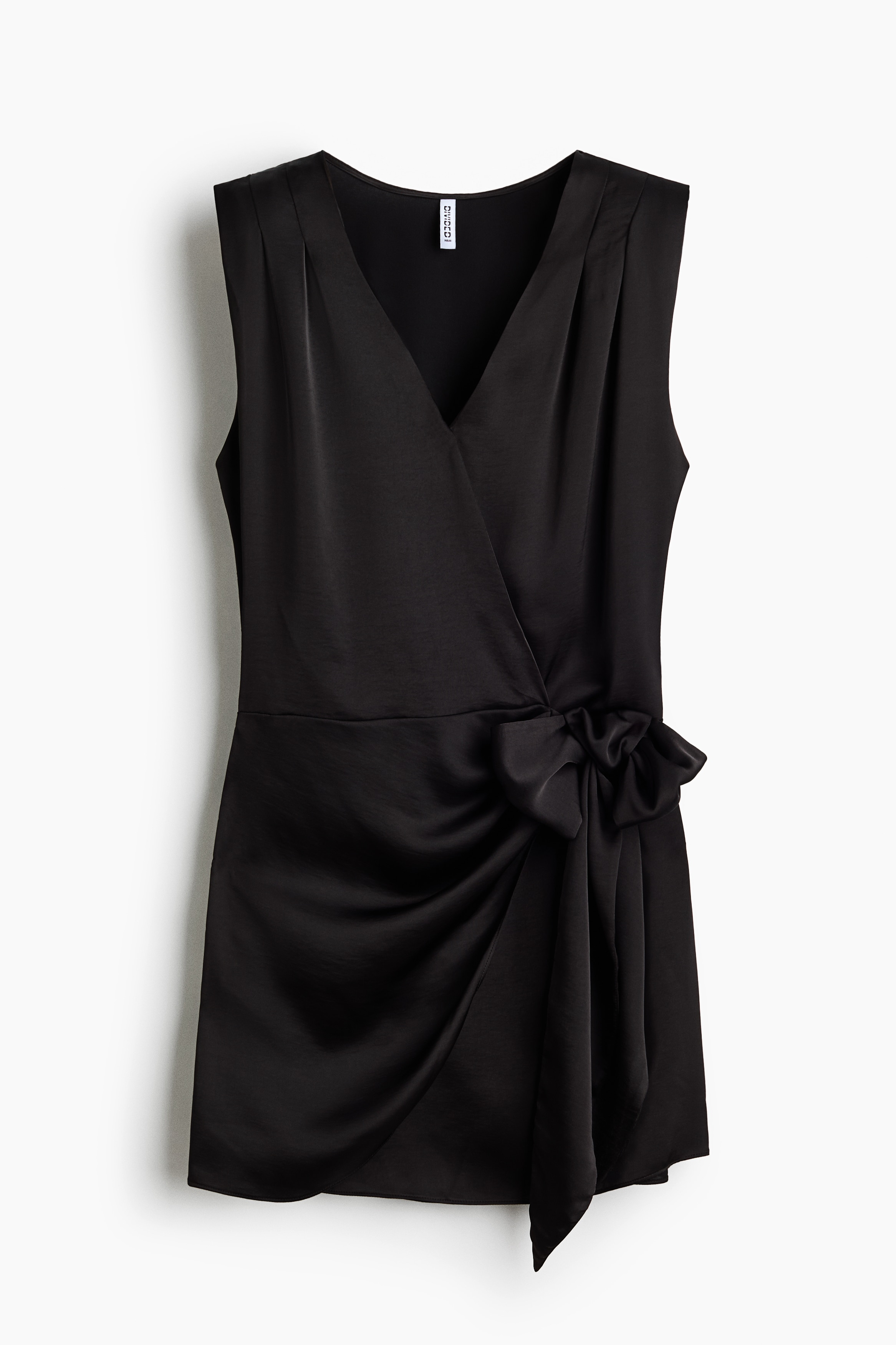 Robe portefeuille en satin - Gris foncé/Crème