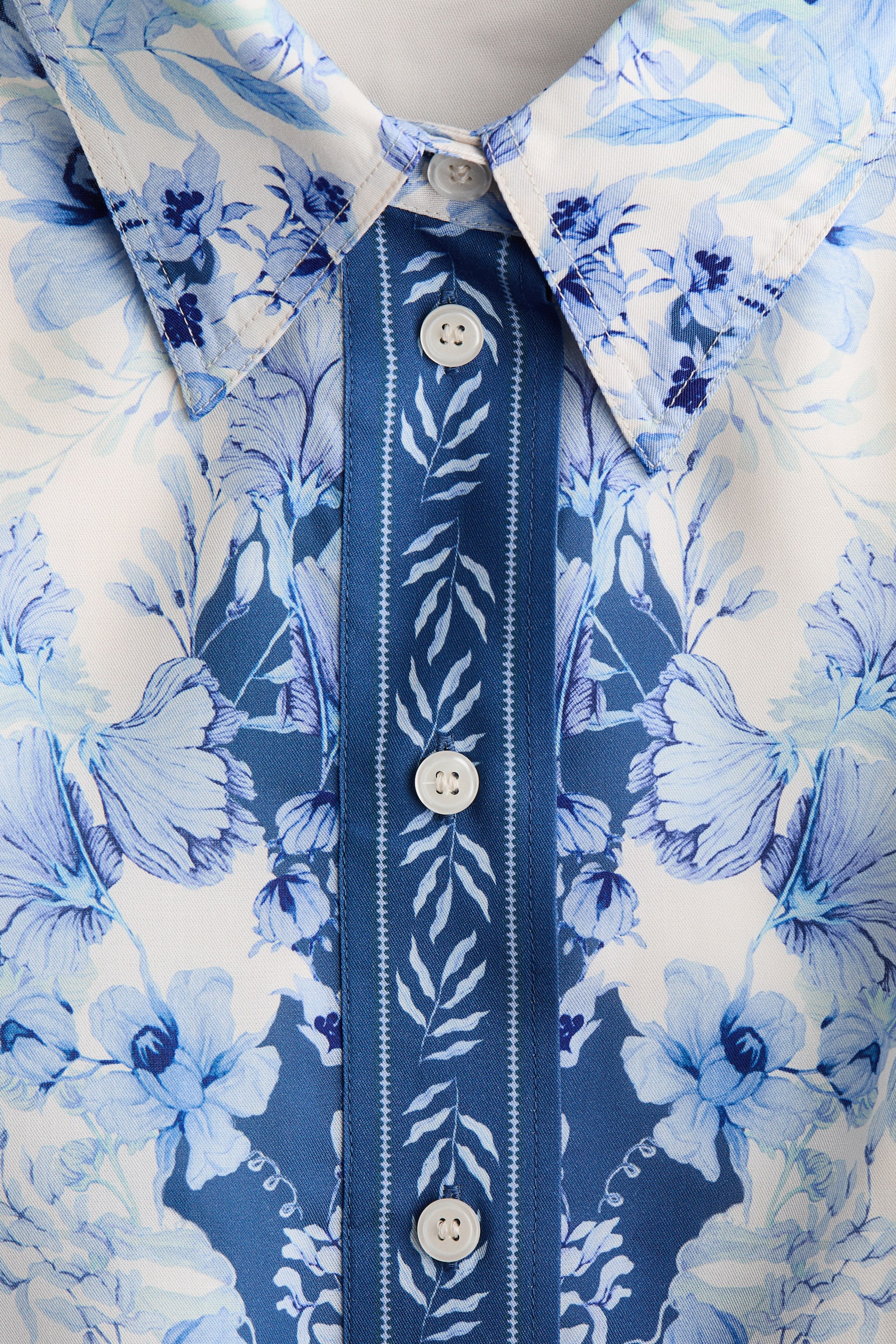 Printed lyocell shirt - Cream/Blue floral - 4
