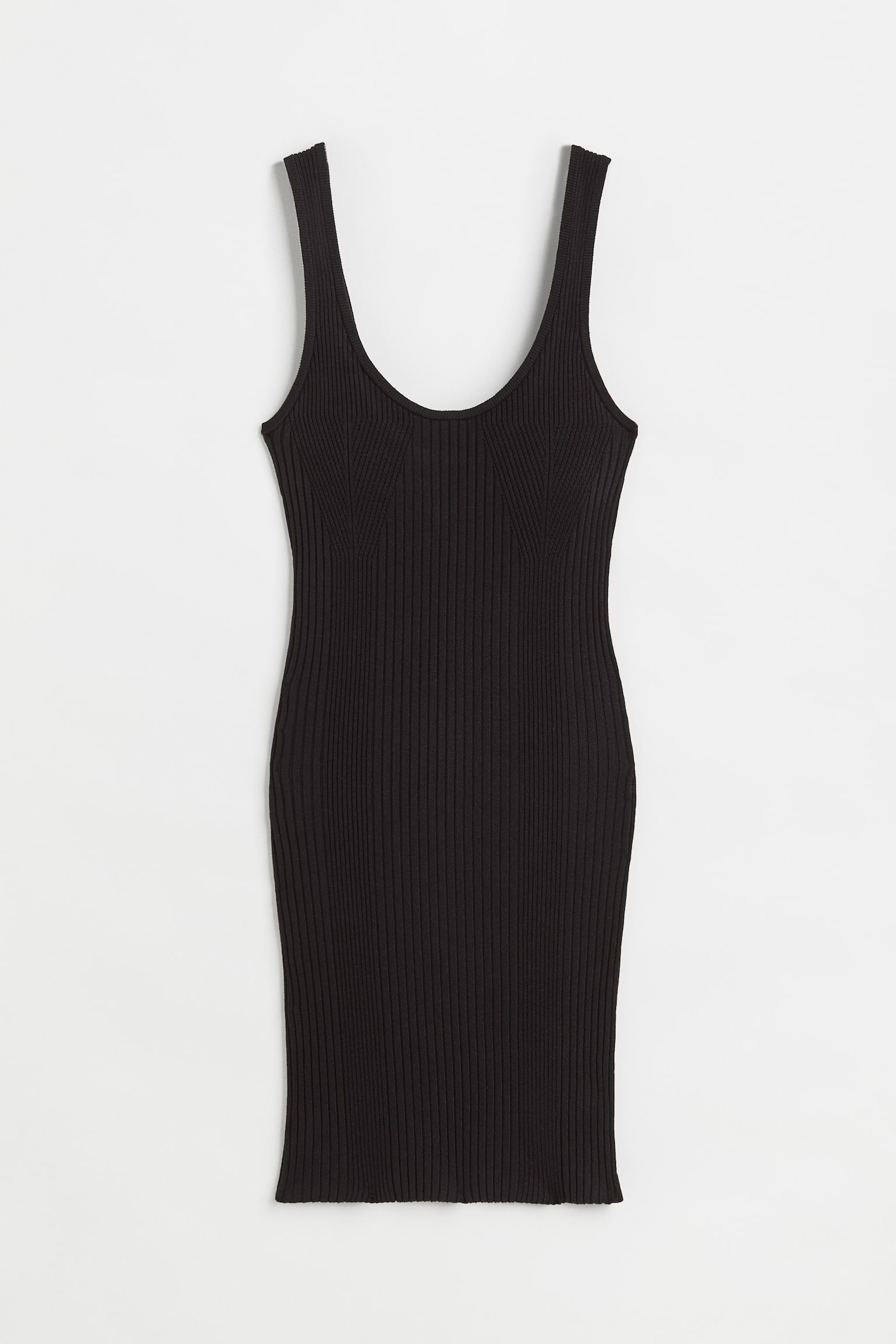 Rib Knit Bodycon Dress - Black/Olive green - 1