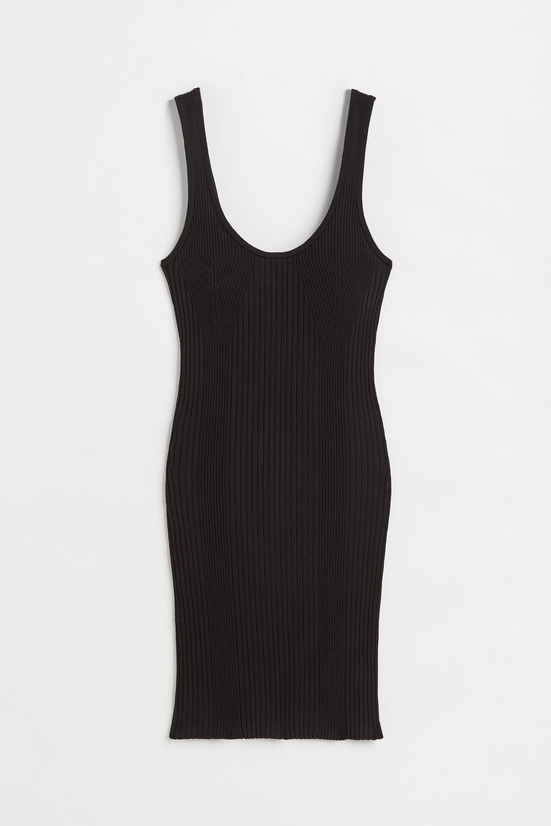 Ver imagen más grande: Vestido ajustado en canalé - Negro - MUJER | H&M ES 1