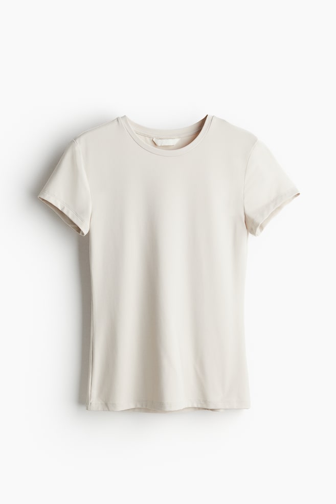 Tætsiddende T-shirt i mikrofiber - Lys beige/Hvid/Sort/Mørkegrå/Sølvgrå/Beige - 2
