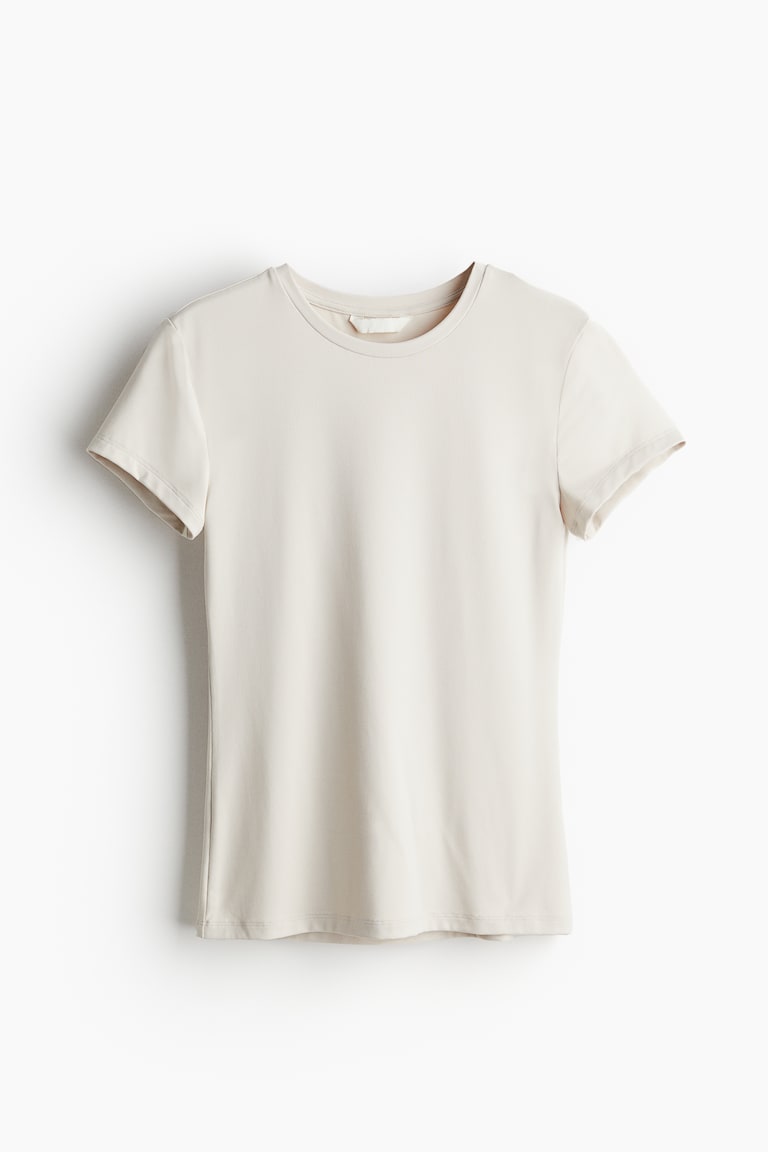 Beige H And M Basic Tee Basic T-Shirt Relax