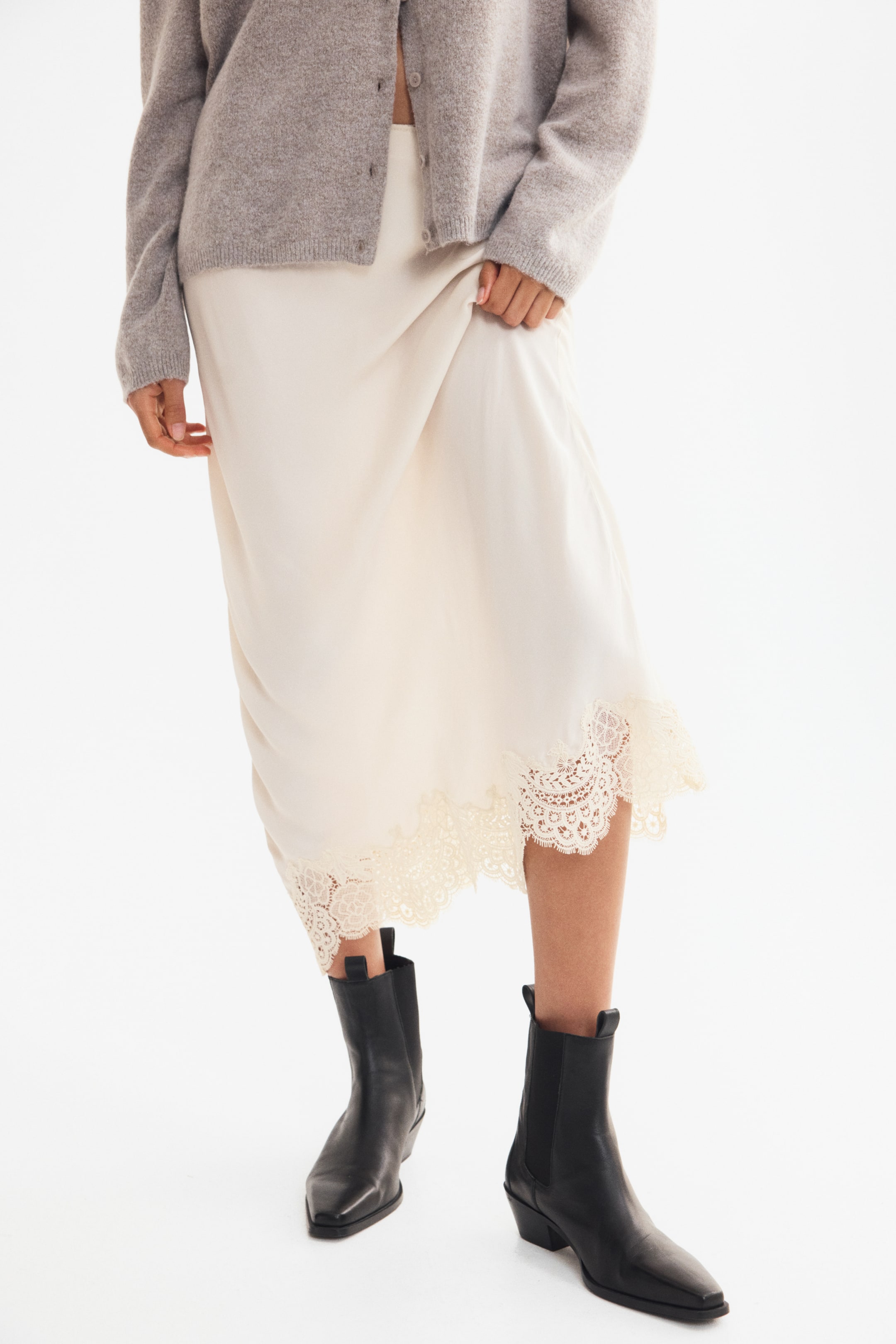 Jupe en viscose avec dentelle