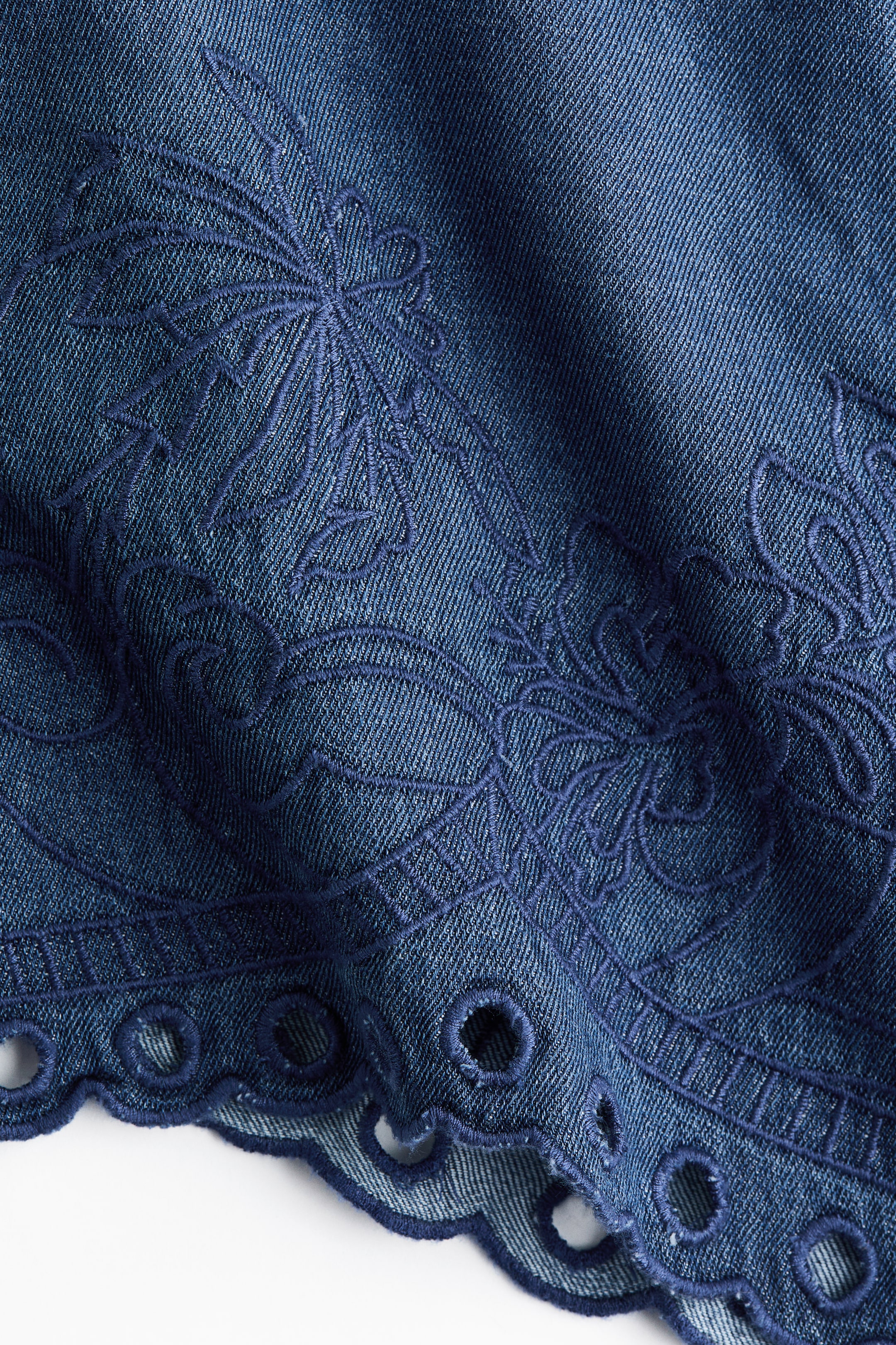 Embroidered Denim Shorts