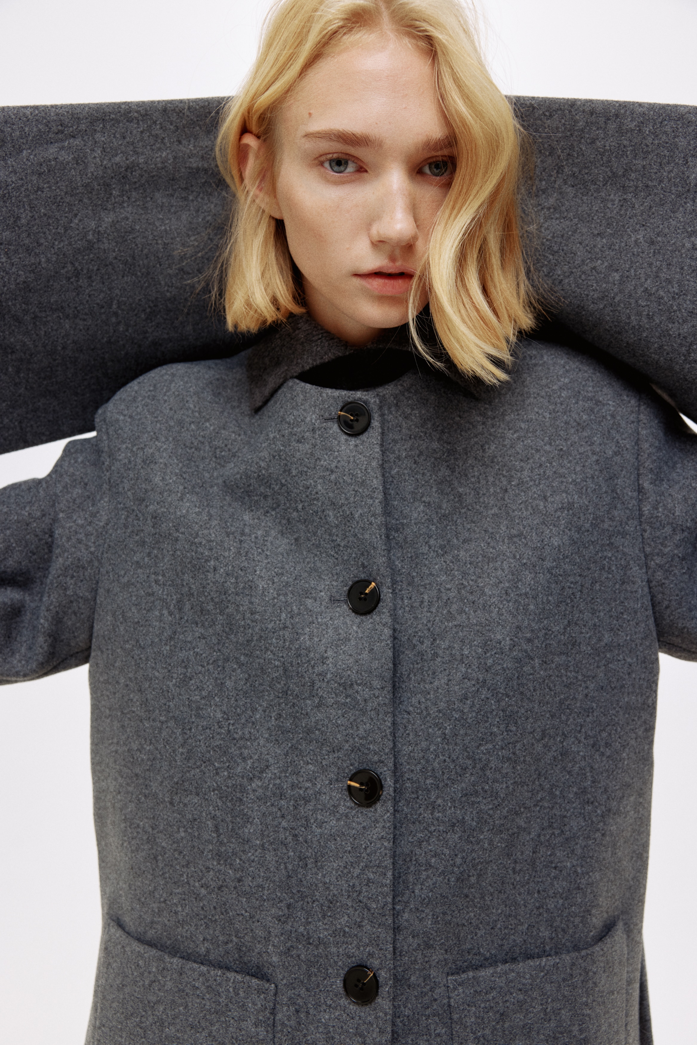 マフラーディテールコート - ダークグレー - レディース | H&M JP