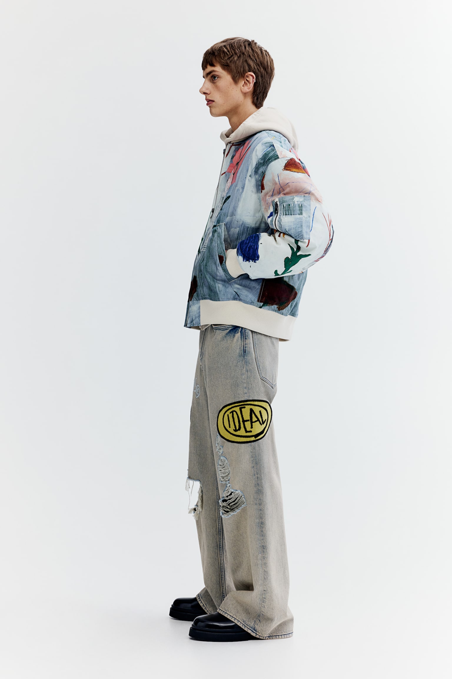 Loose Fit Bomber Jacket - Light blue/Basquiat - 4